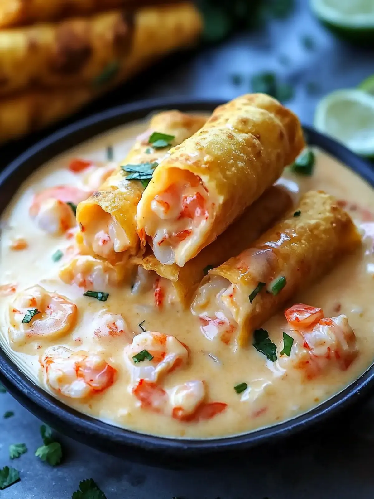 Indulge in Crab Shrimp Queso Fajita Rolls Tonight! 2 Crab Shrimp Queso