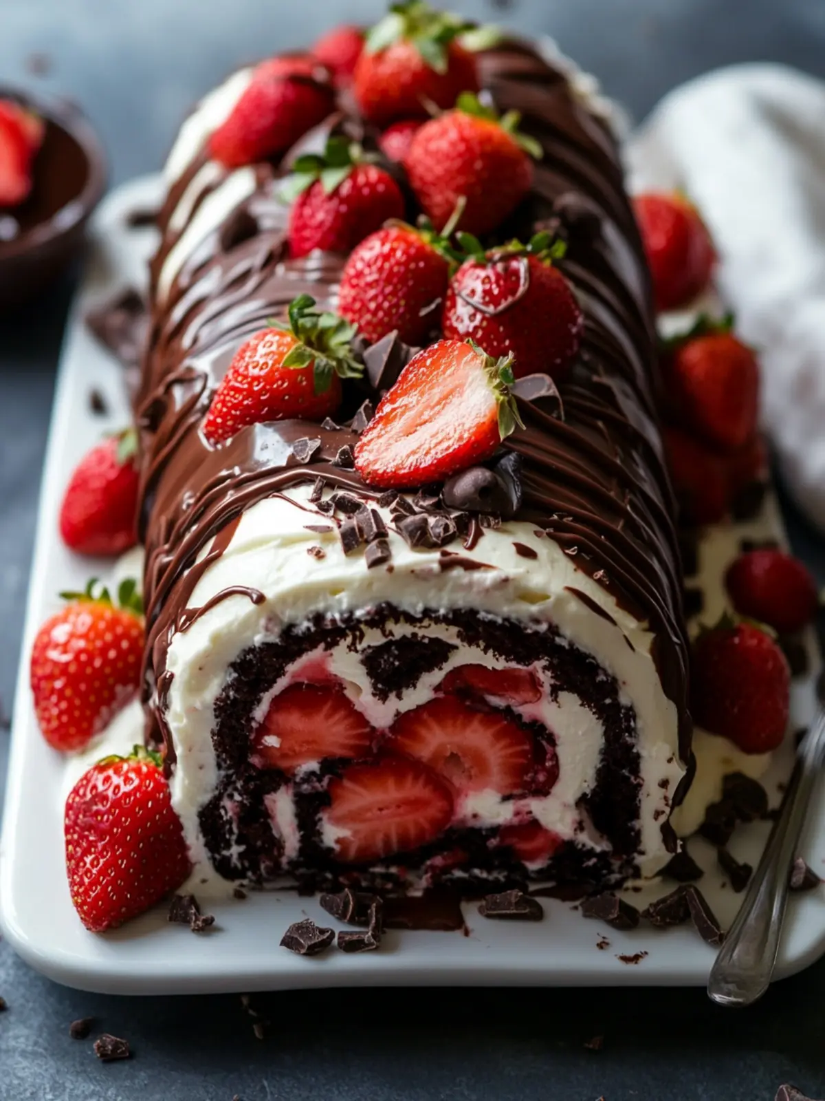 Indulge in this Chocolate-Covered Strawberry Swiss Roll Cake Recipe 3 Chocolate-Covered Strawberry Swiss Roll Cake Recipe