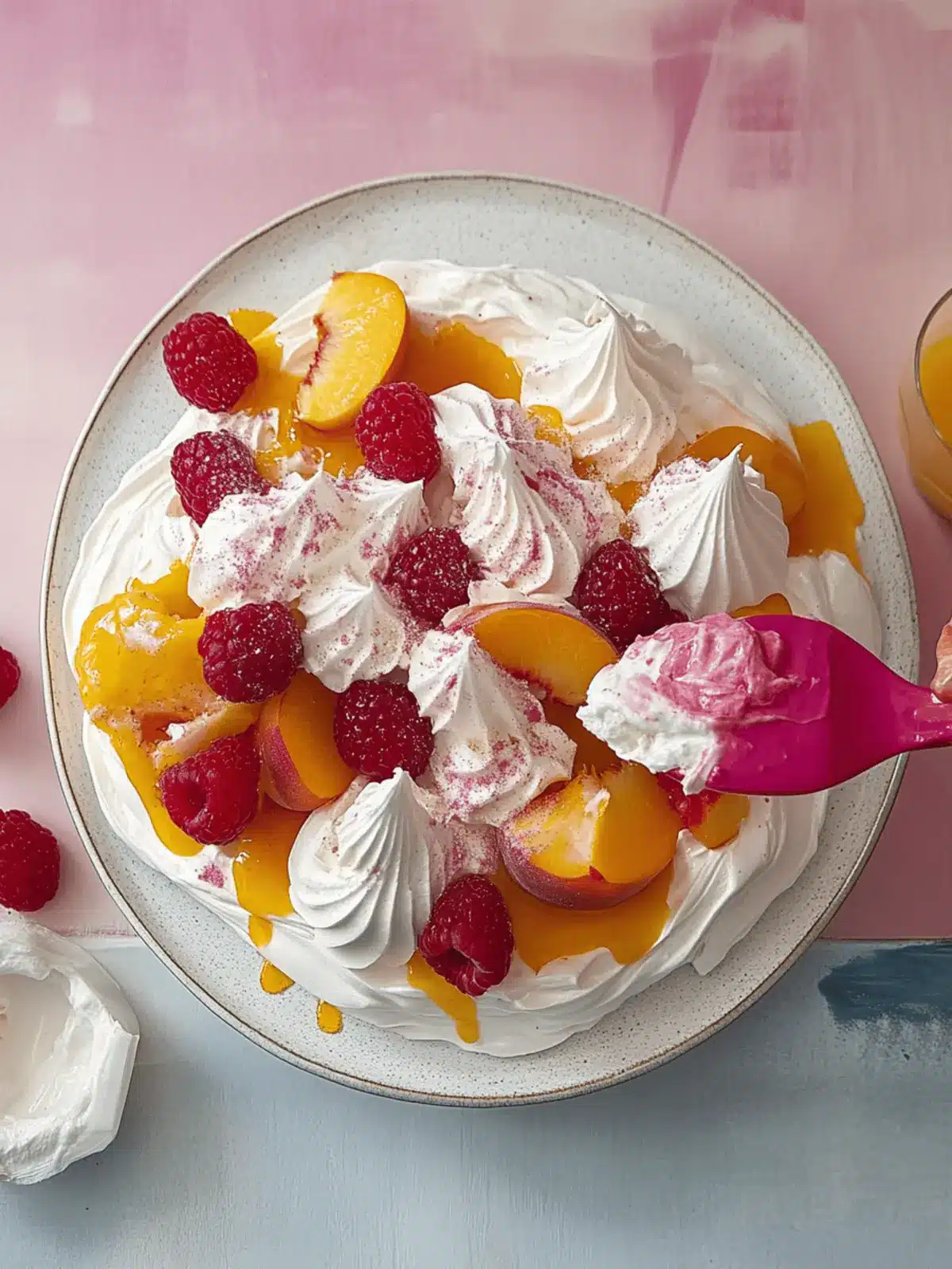 Easy Raspberry Peach and Rose Pavlova for a Stunning Summer Treat 4 Easy raspberry, peach and rose pavlova