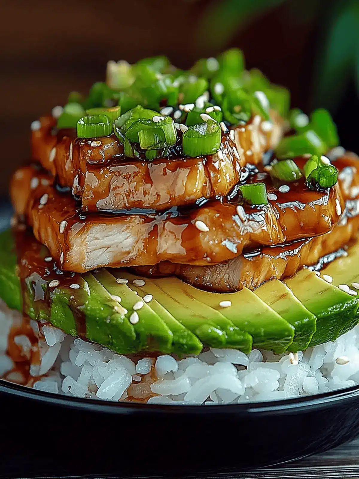 Teriyaki Chicken Avocado Rice Stack for a Quick, Fresh Meal 2 Teriyaki Chicken Avocado Rice