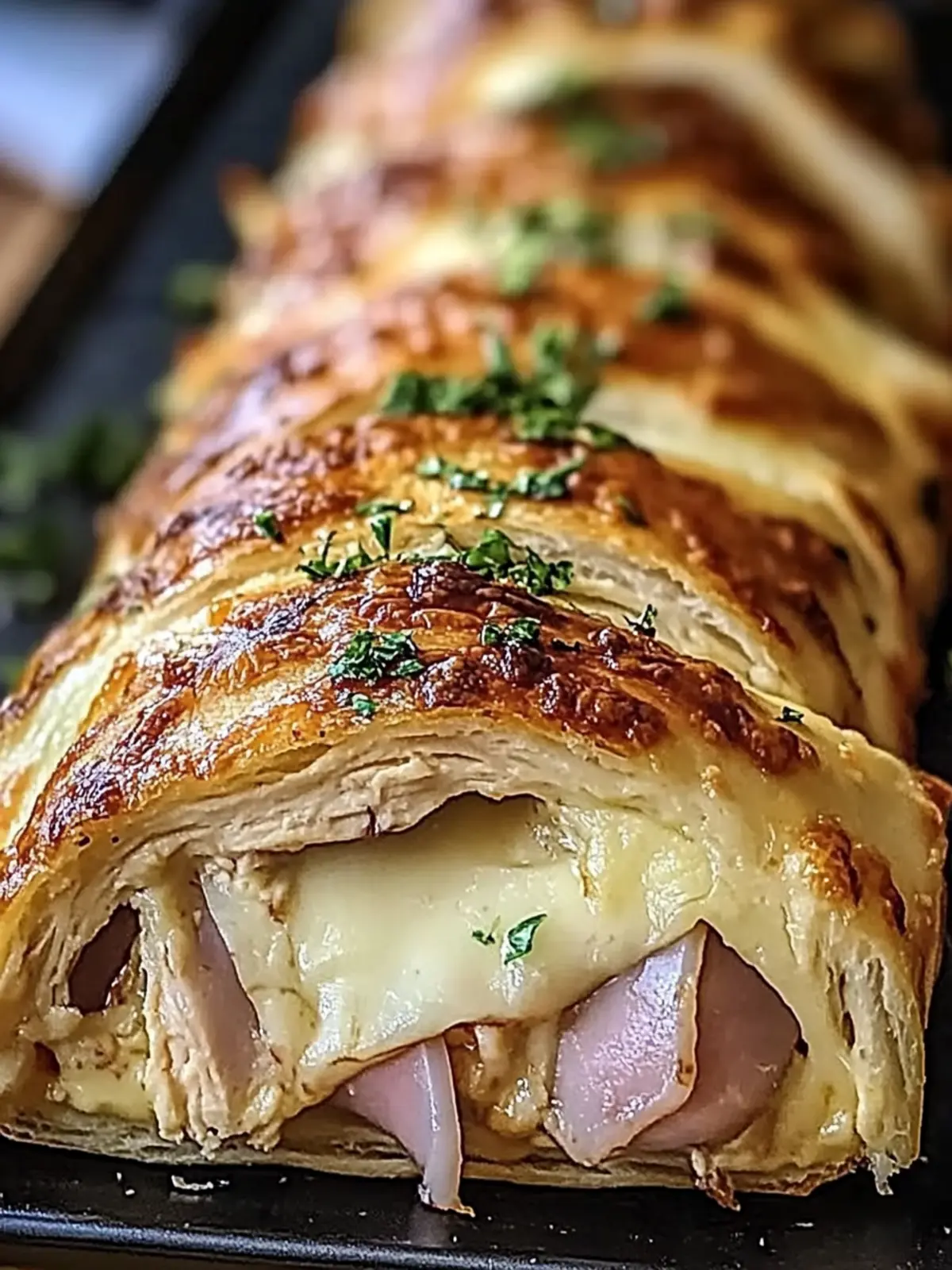 Savor the Crunch: Chicken Cordon Bleu Stromboli Delight 2 Chicken Cordon Bleu Stromboli