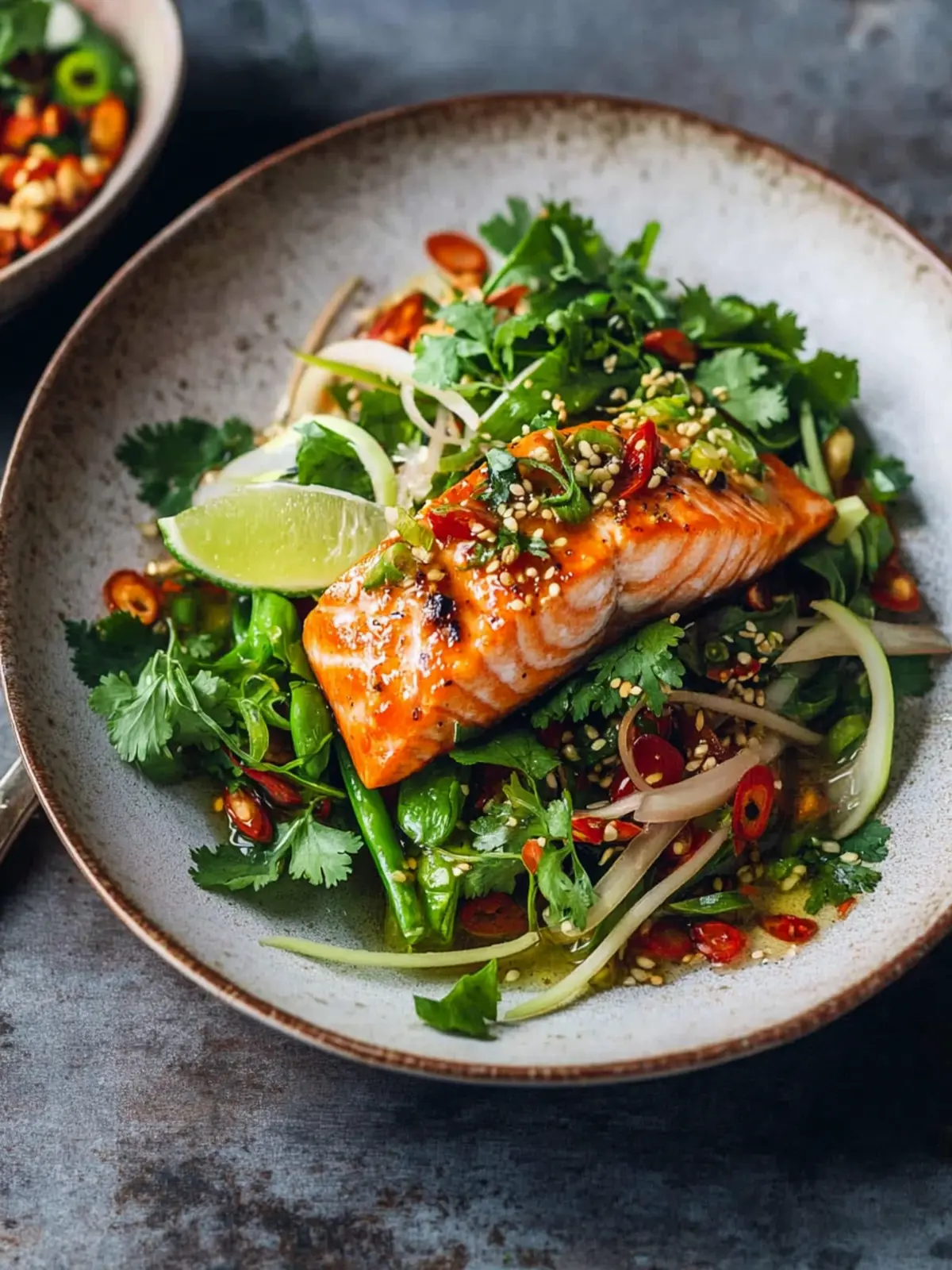 Savory Asian Salmon & Nam Prik Dressing for a Fresh Feast 4 Asian Salmon & Nam Prik Dressing