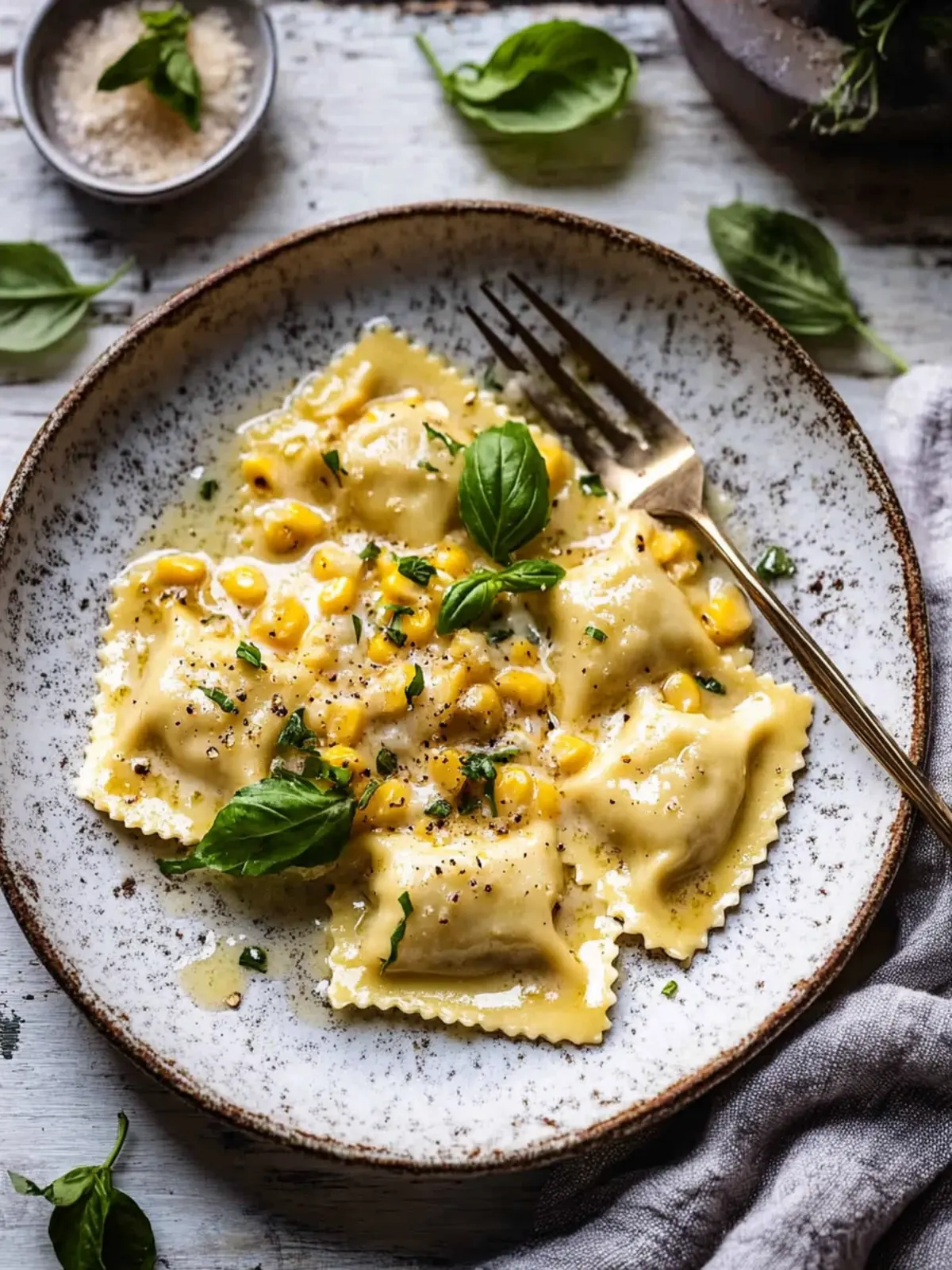 Creamy Browned Garlic Butter Creamed Corn Cheese Ravioli Delight 2 Browned Garlic Butter Creamed Corn Cheese Ravioli