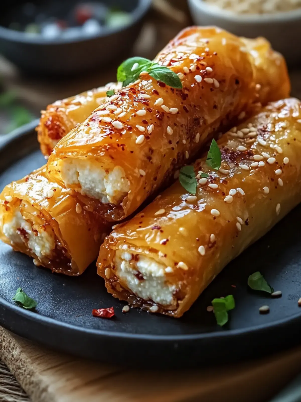 Oven-Fried Feta Rolls with Chili Honey for an Epic Snack 3 Oven-Fried Feta Rolls with Chili Honey