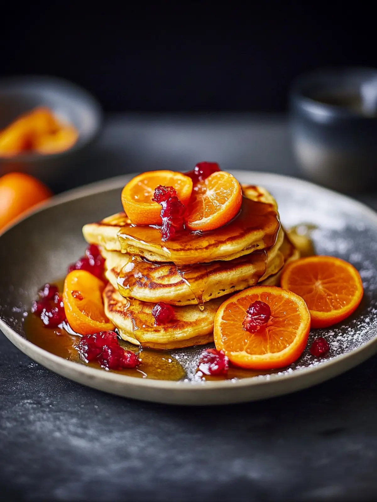 Fluffy Ricotta Hotcakes with Salted Caramel & Clementines 3 Ricotta hotcakes with salted caramel and clementines