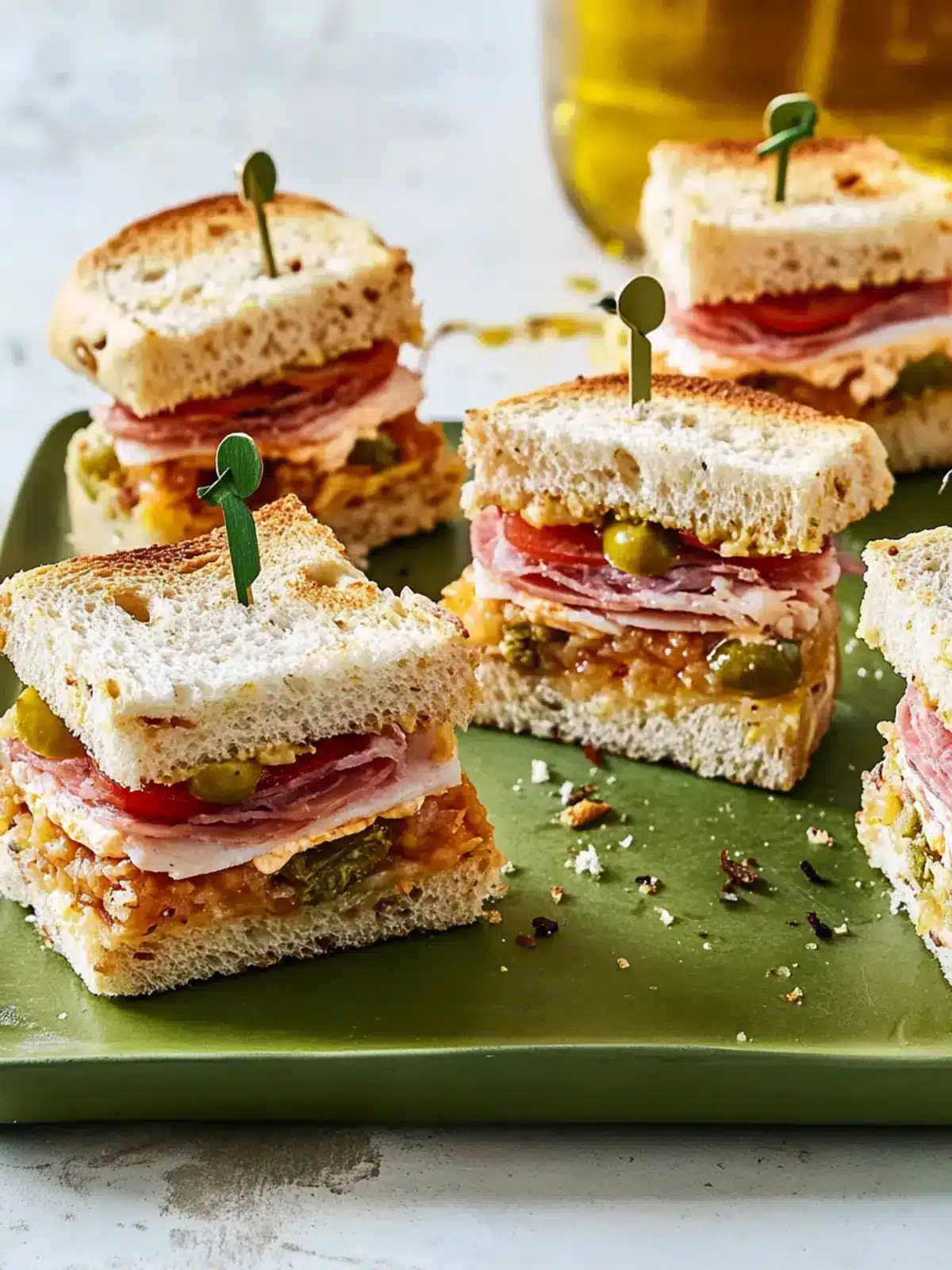 Irresistible Mini Muffuletta Sandwiches for Your Next Gathering 4 Mini Muffuletta Sandwiches