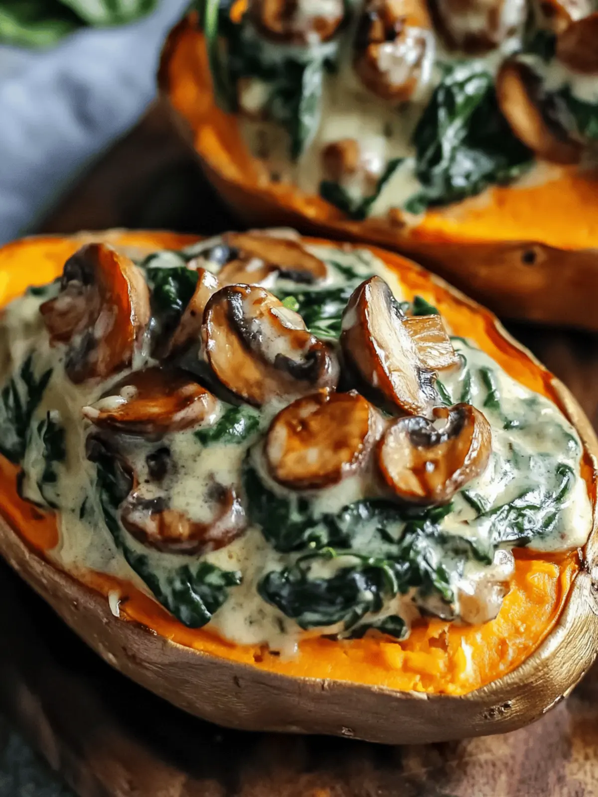 Creamy Mushroom and Spinach Stuffed Sweet Potatoes You ll Crave 3 Creamy Mushroom and Spinach Stuffed Sweet Potatoes
