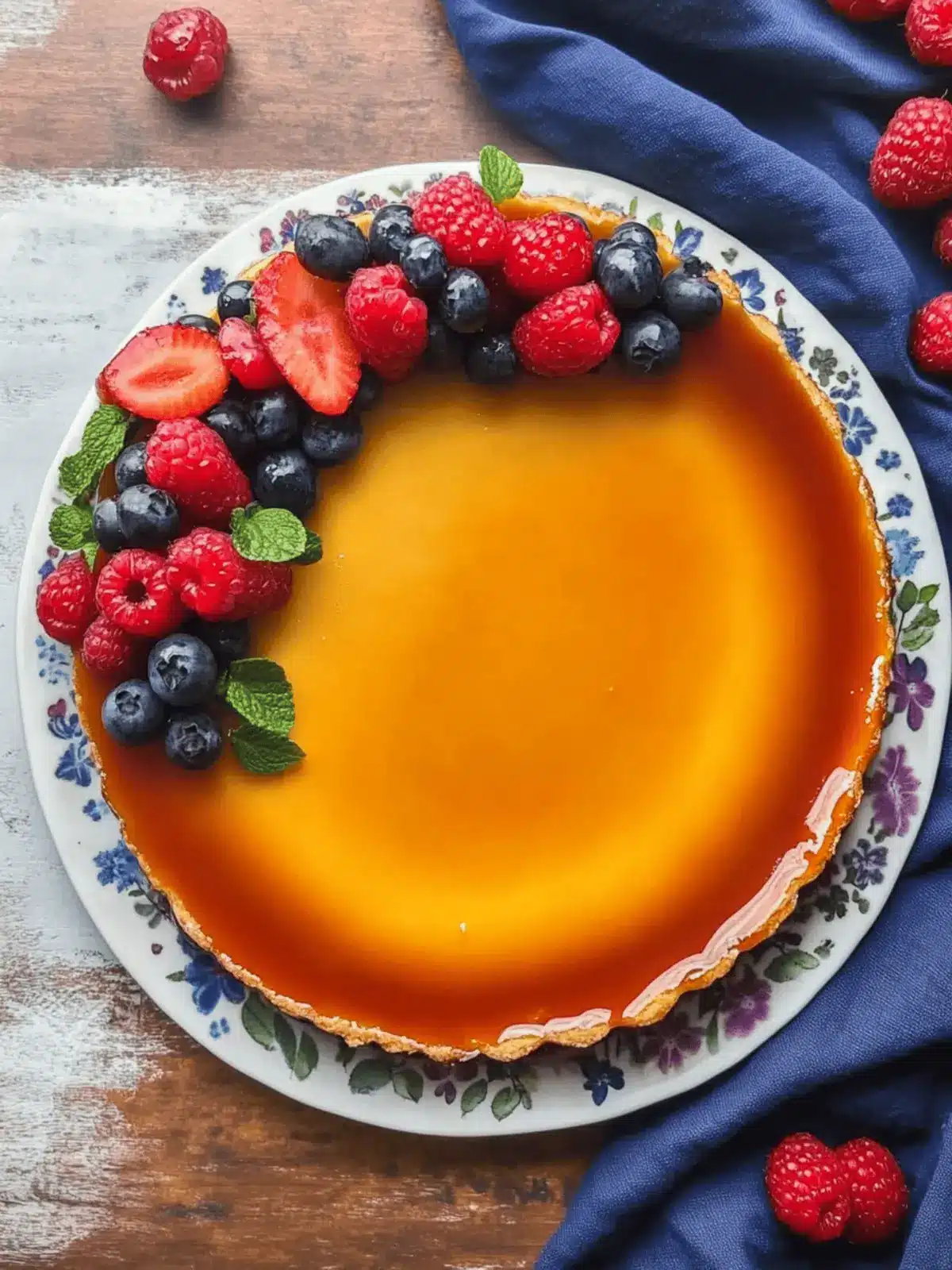 Classic Flan Topped with Fresh Berries for Sweet Perfection 2 Classic Flan Topped with Fresh Berries