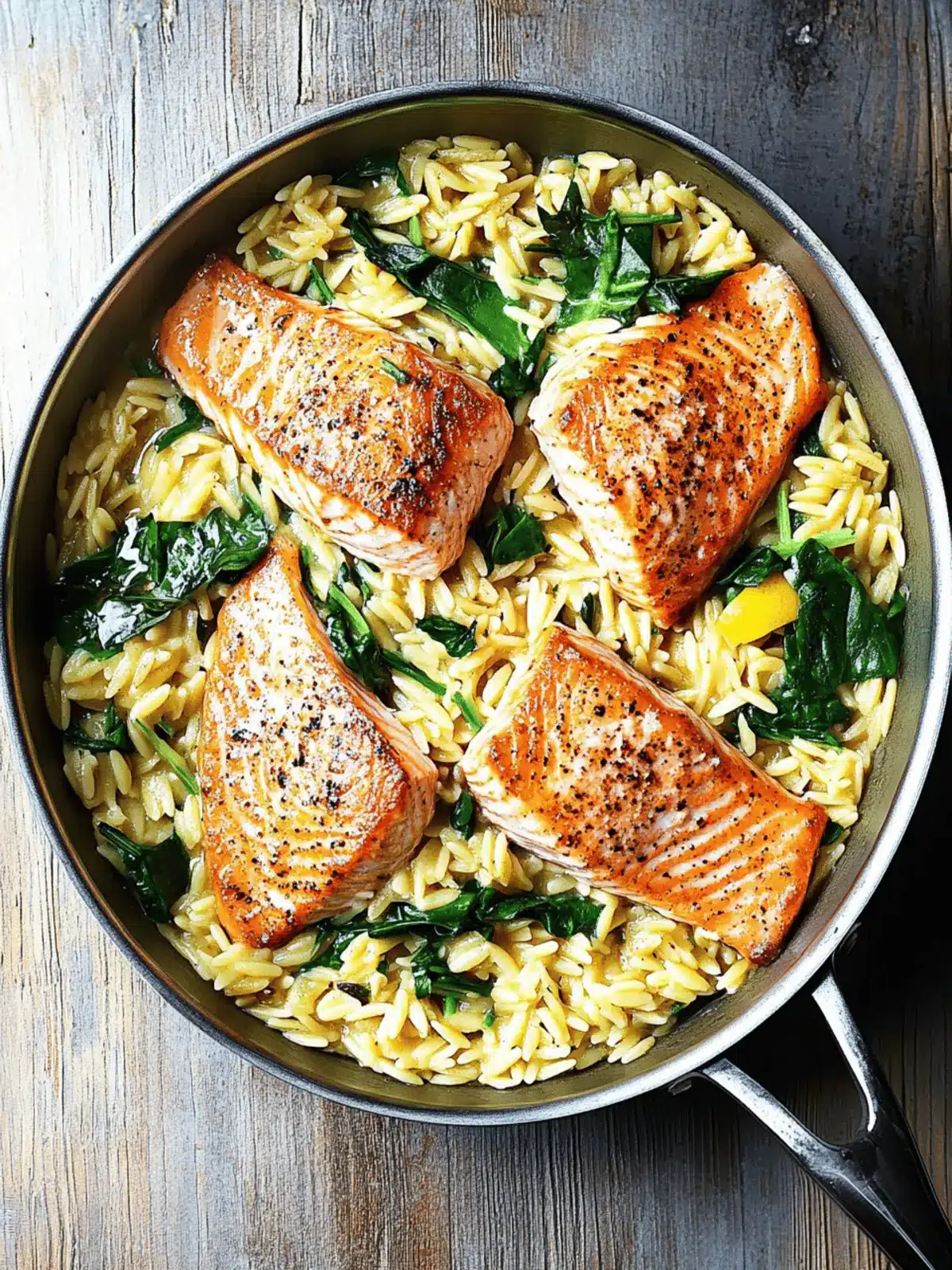 One Skillet Salmon with Lemon Orzo for Easy Weeknight Dinners 3 One Skillet Salmon with Lemon Orzo