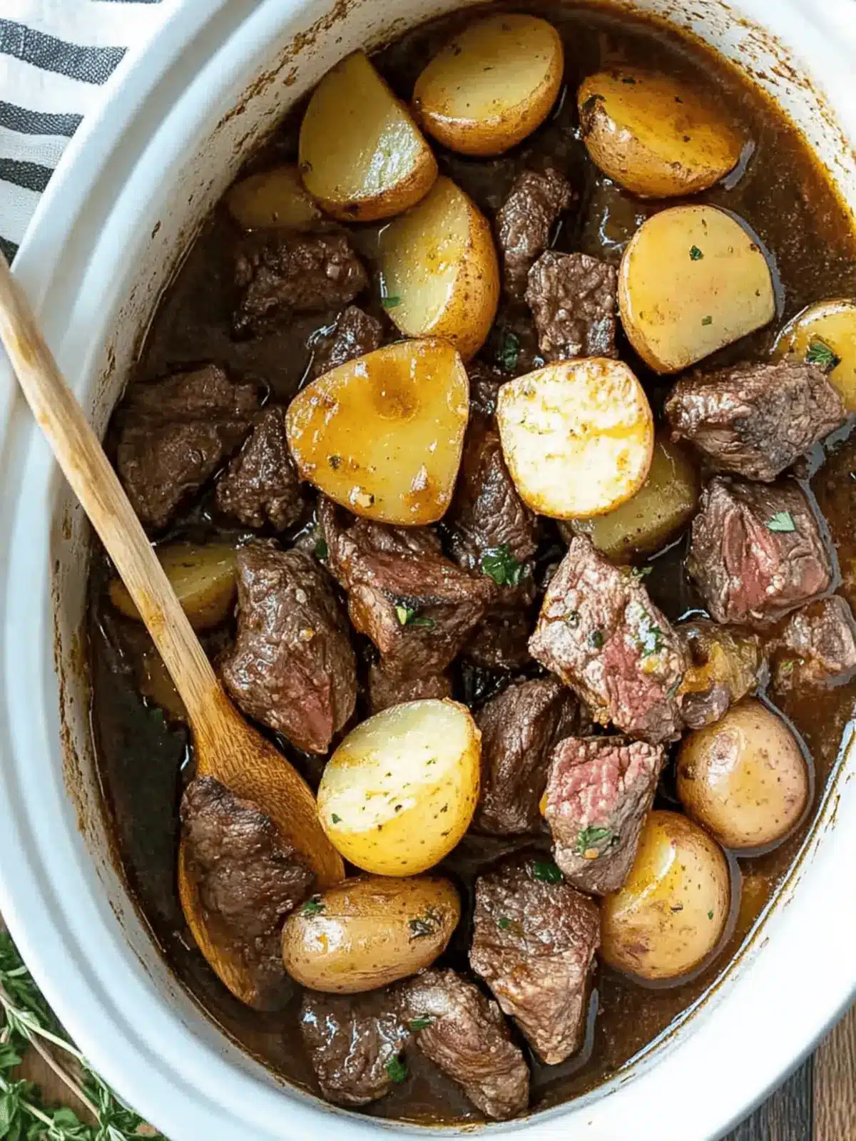 Savory Slow Cooker Garlic Butter Steak Bites and Potatoes Delight 4 Slow Cooker Garlic Butter Steak Bites and Potatoes