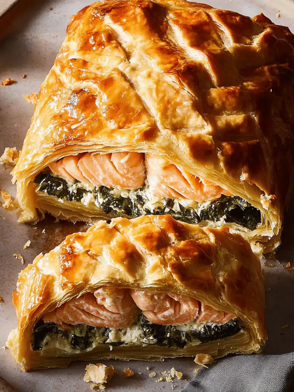 Savory Salmon En Croute with Cheesy Spinach Delight 2 Savory Salmon En Croute with Cheesy Spinach Delight