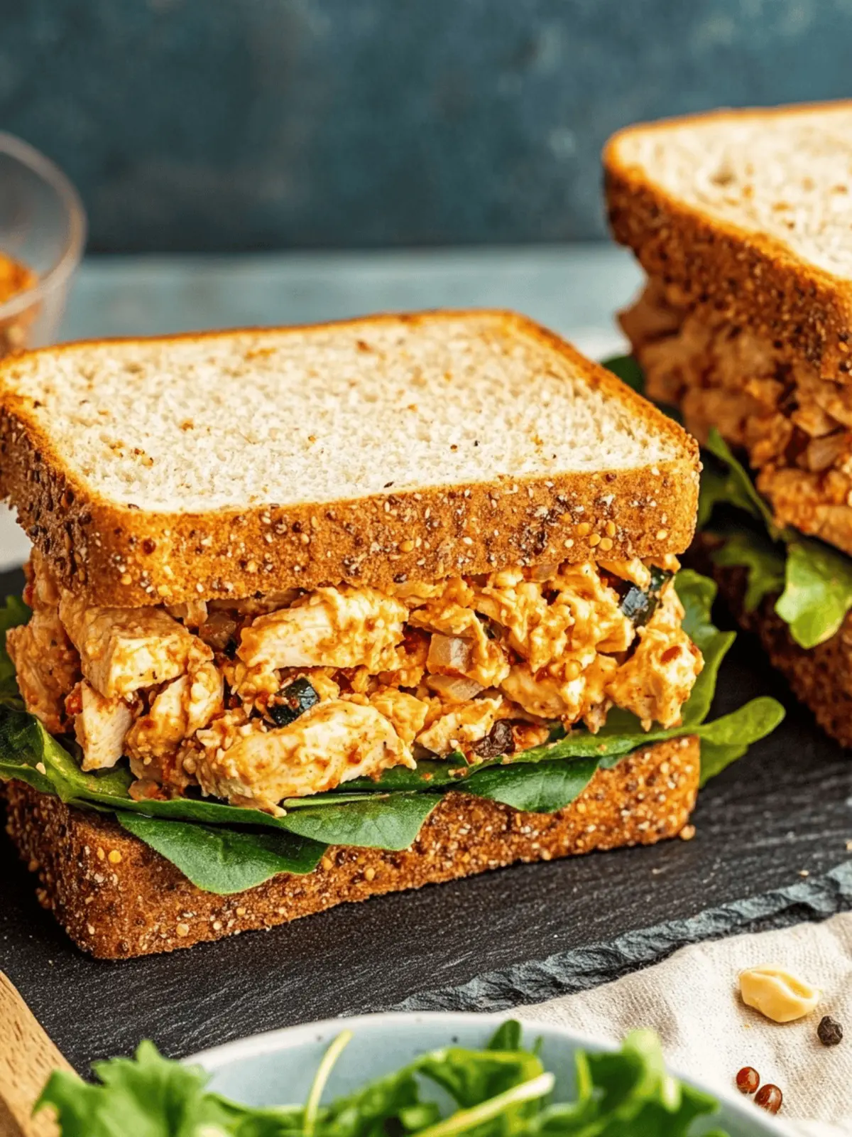 Spicy Chicken Salad Sandwich with Chili Crisp for a Flavor Boost 3 Chicken Salad Sandwich with Chili Crisp