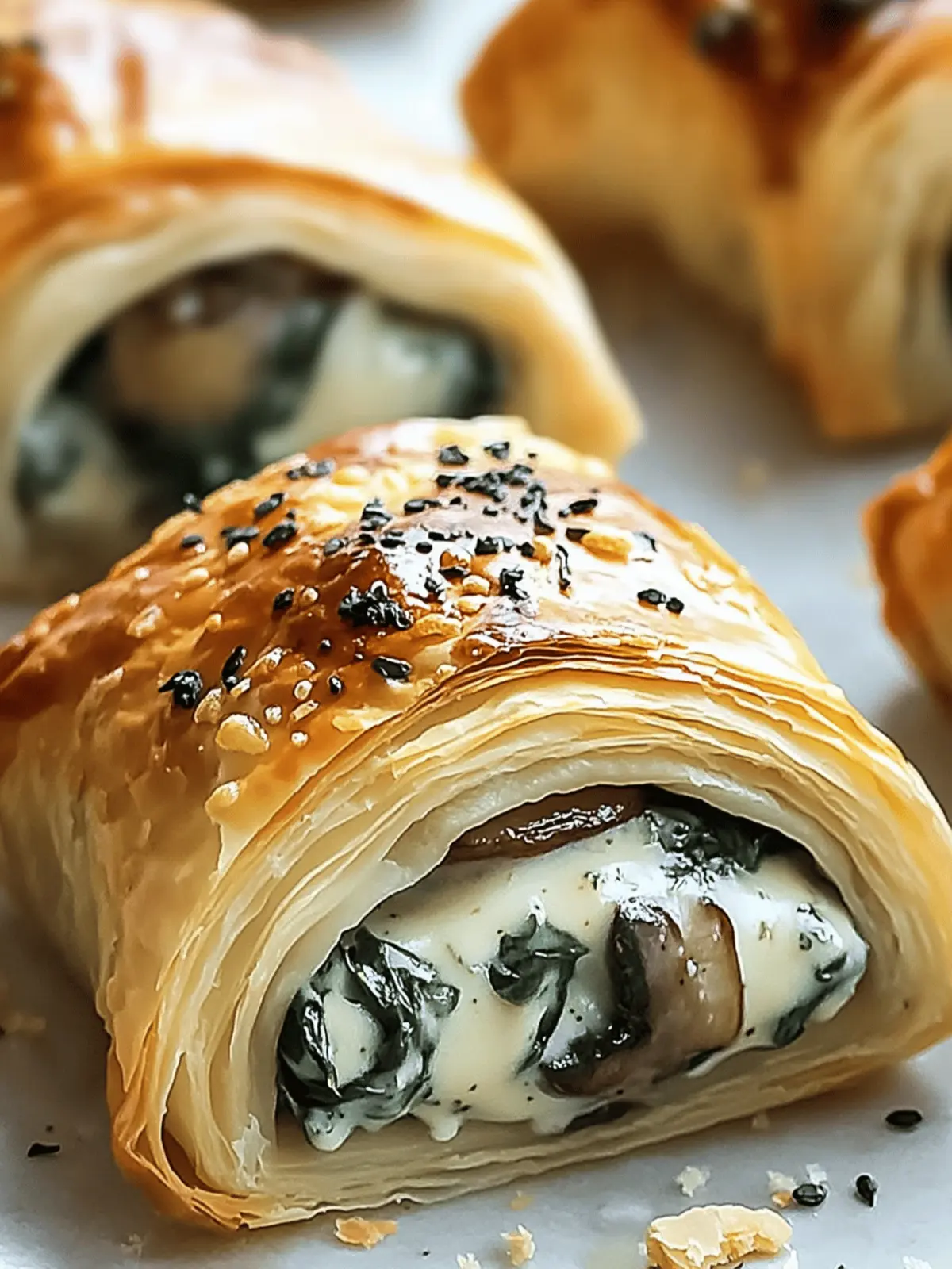 Creamy Mushroom & Spinach Stuffed Pastry Bites Delight! 4 Creamy Mushroom & Spinach Stuffed Pastry Bites