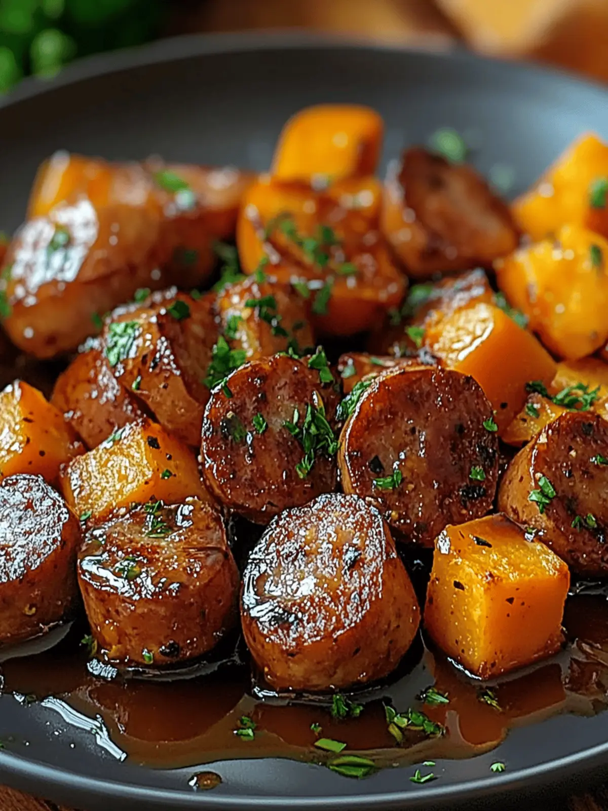 Sausage and Sweet Potatoes with Honey Garlic Sauce Bliss 2 Sausage and Sweet Potatoes with Honey Garlic Sauce
