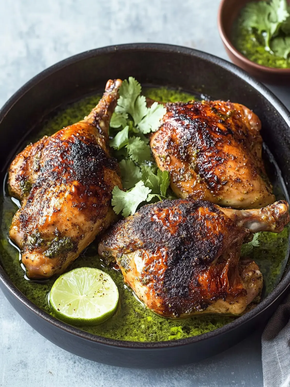 Zesty Peruvian-Style Roast Chicken with Spicy Green Sauce 3 Peruvian-style roast chicken with spicy green sauce