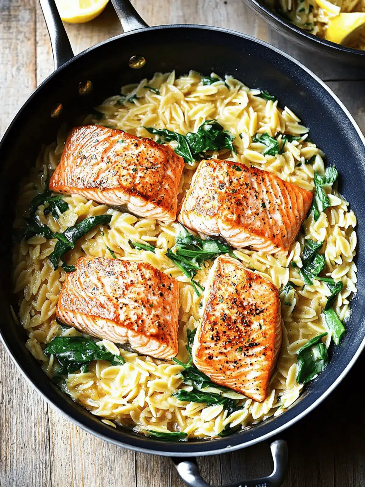 One Skillet Salmon with Lemon Orzo for Easy Weeknight Dinners 4 One Skillet Salmon with Lemon Orzo