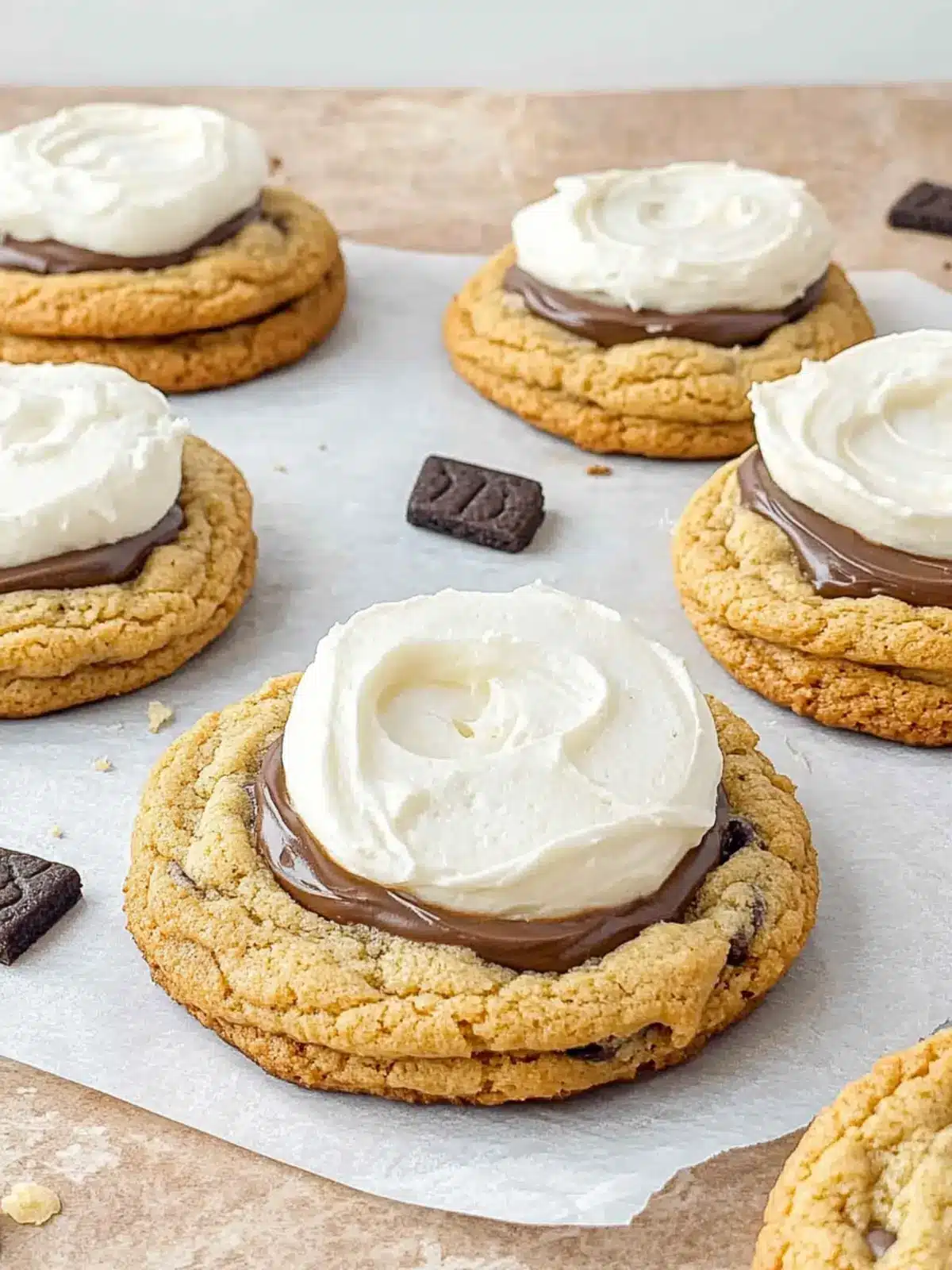 Irresistible S'mores Cookies with Homemade Marshmallow Cream 2 S'mores Cookies