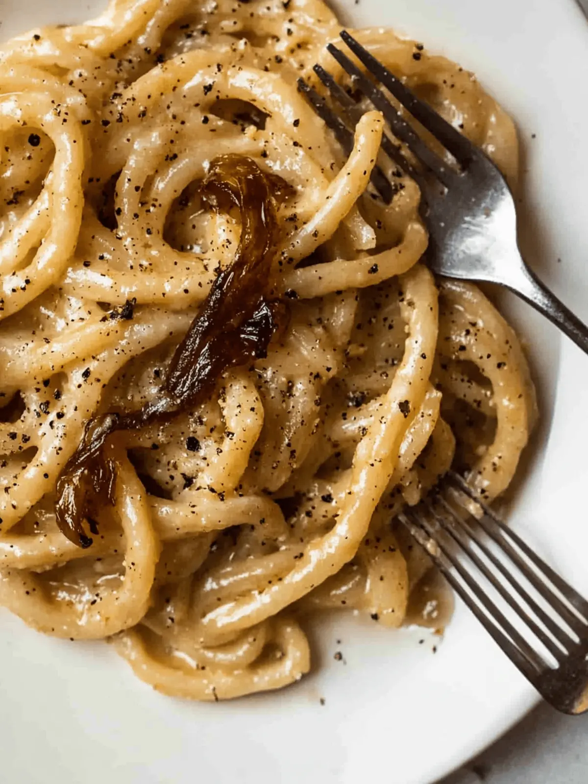Creamy Easy Cacio e Pepe with Sweet Caramelized Onions 4 Easy cacio e pepe with caramelized onions