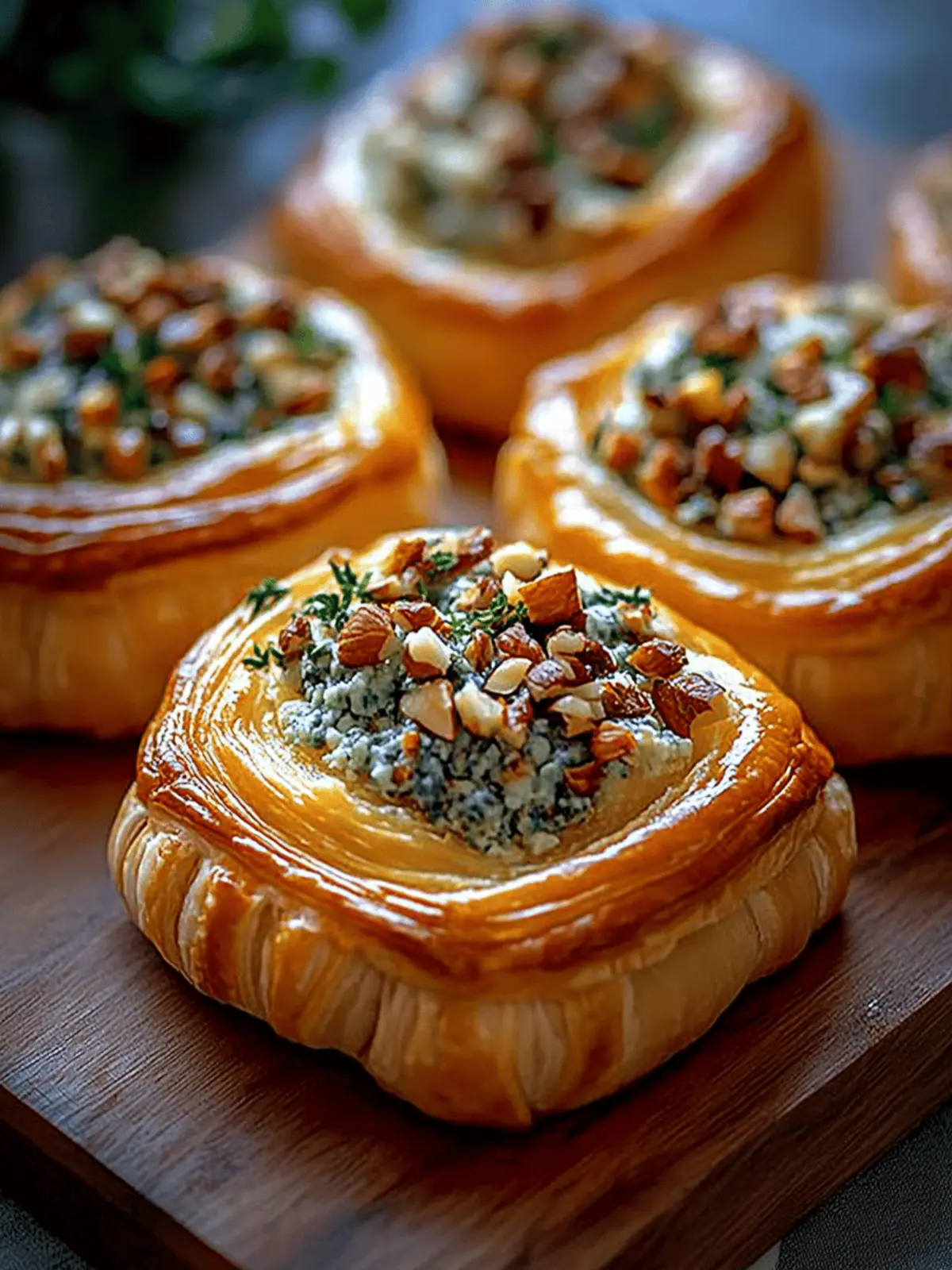 Irresistible Blue Cheese Walnut Thyme Puff Pastry Twirl Recipe 2 Blue Cheese Walnut Thyme Puff Pastry Twirl