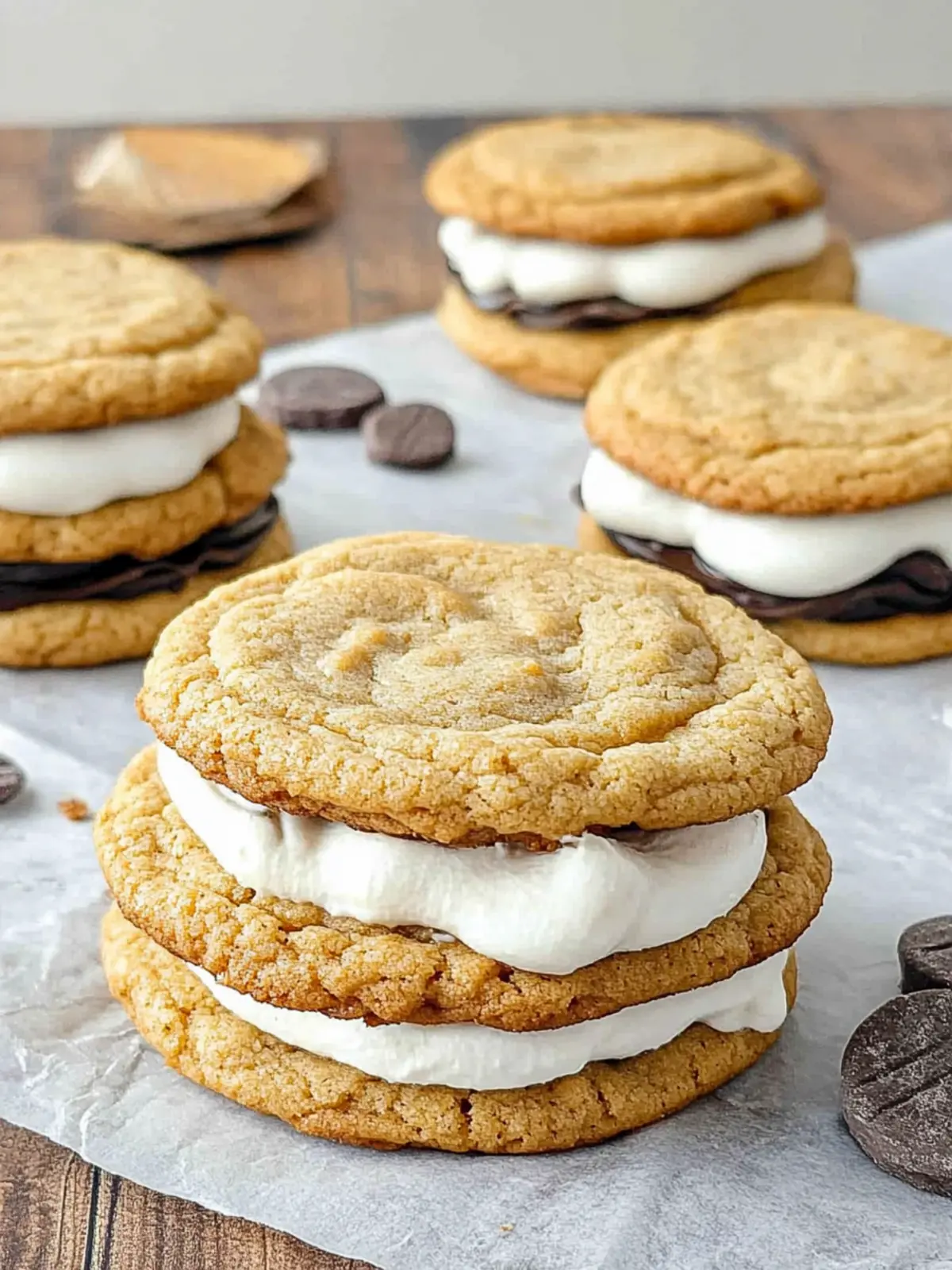 Irresistible S'mores Cookies with Homemade Marshmallow Cream 4 S'mores Cookies