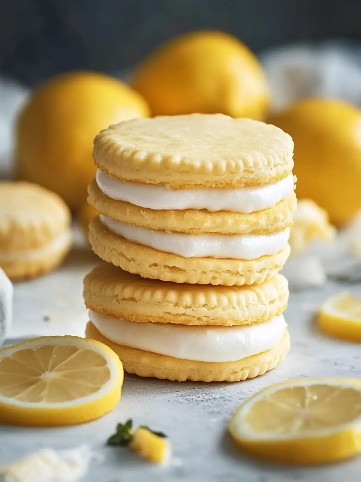 Shortbread Biscuits Sandwiched with Luscious Lemon Icing 2 Shortbread Biscuits Sandwiched with Lemon Icing