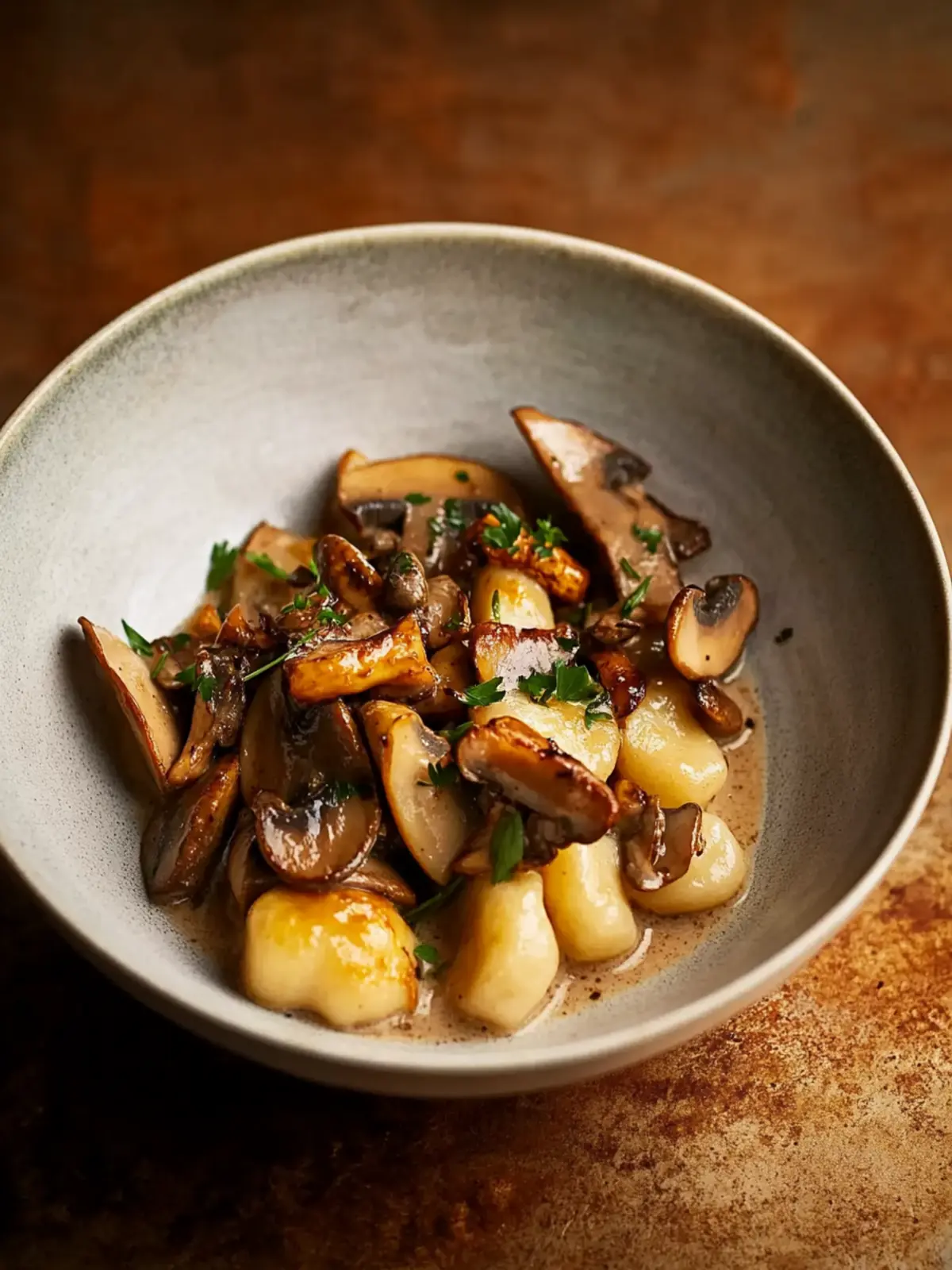 Chestnut Gnocchi with Mushroom Velout and Wild Mushrooms Delight 4 Chestnut gnocchi with mushroom velout and wild mushrooms