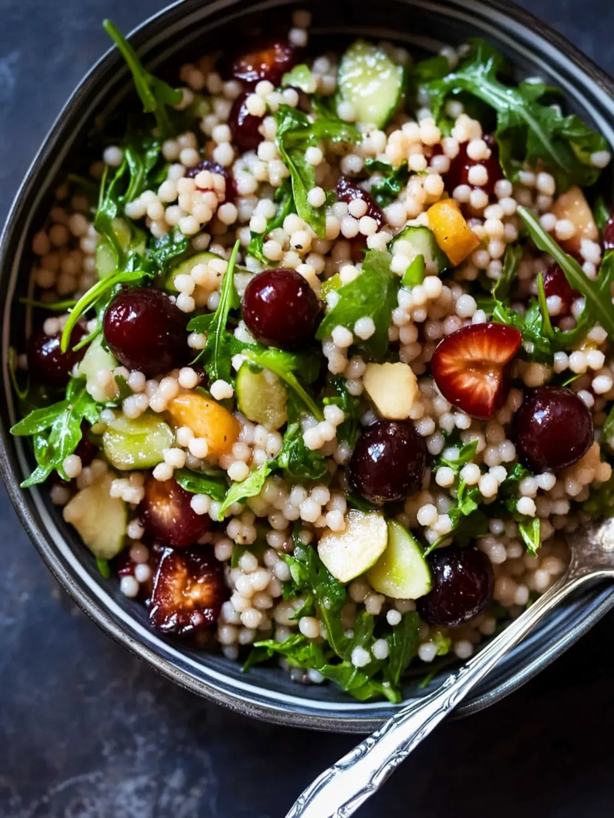 Zesty Pearl Couscous Salad with Cherries & Arugula Boost 4 Pearl Couscous Salad with Cherries & Arugula