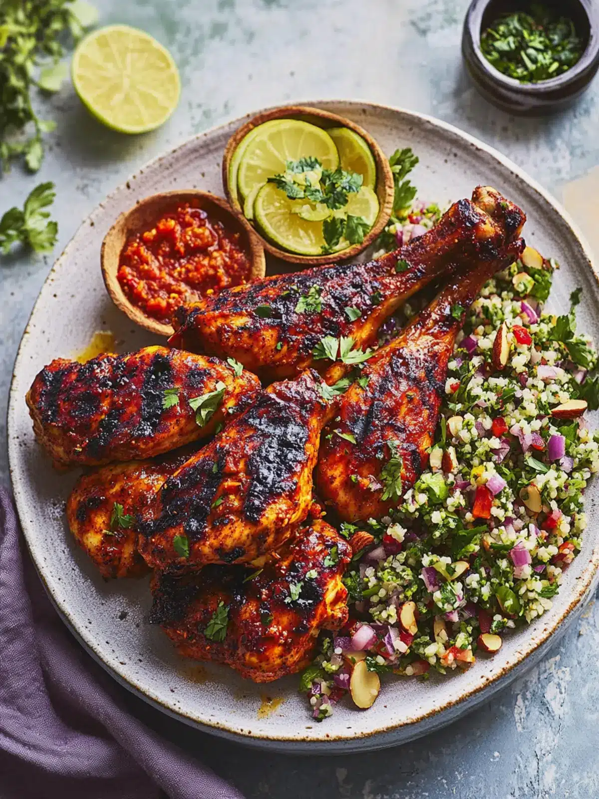 Harissa and Honey Chicken with Almond Tabbouleh Delight 2 Harissa and honey chicken with almond tabbouleh