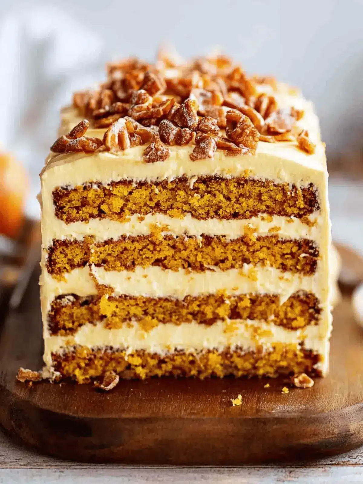 Delicious Pumpkin Layer Cake with Creamy Pecan Frosting 3 Pumpkin Layer Cake