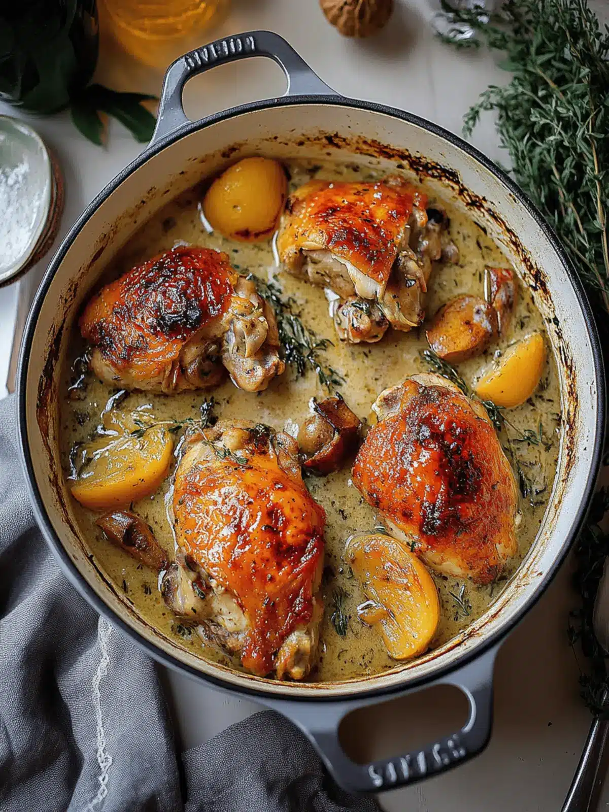 Creamy White Wine Sauce Herb Roasted Chicken to Impress 3 Herb Roasted Chicken in Creamy White Wine Sauce