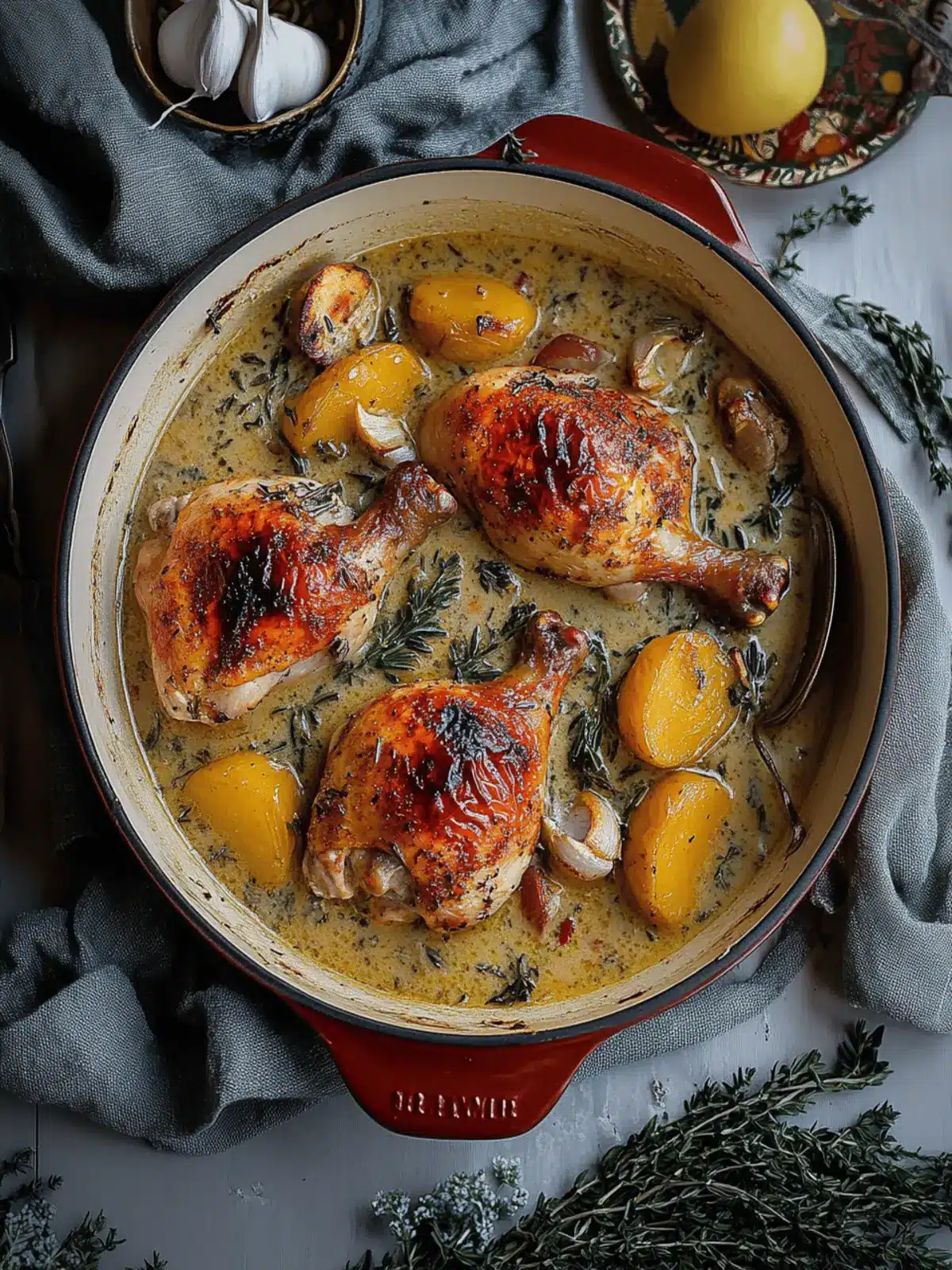 Creamy White Wine Sauce Herb Roasted Chicken to Impress 4 Herb Roasted Chicken in Creamy White Wine Sauce