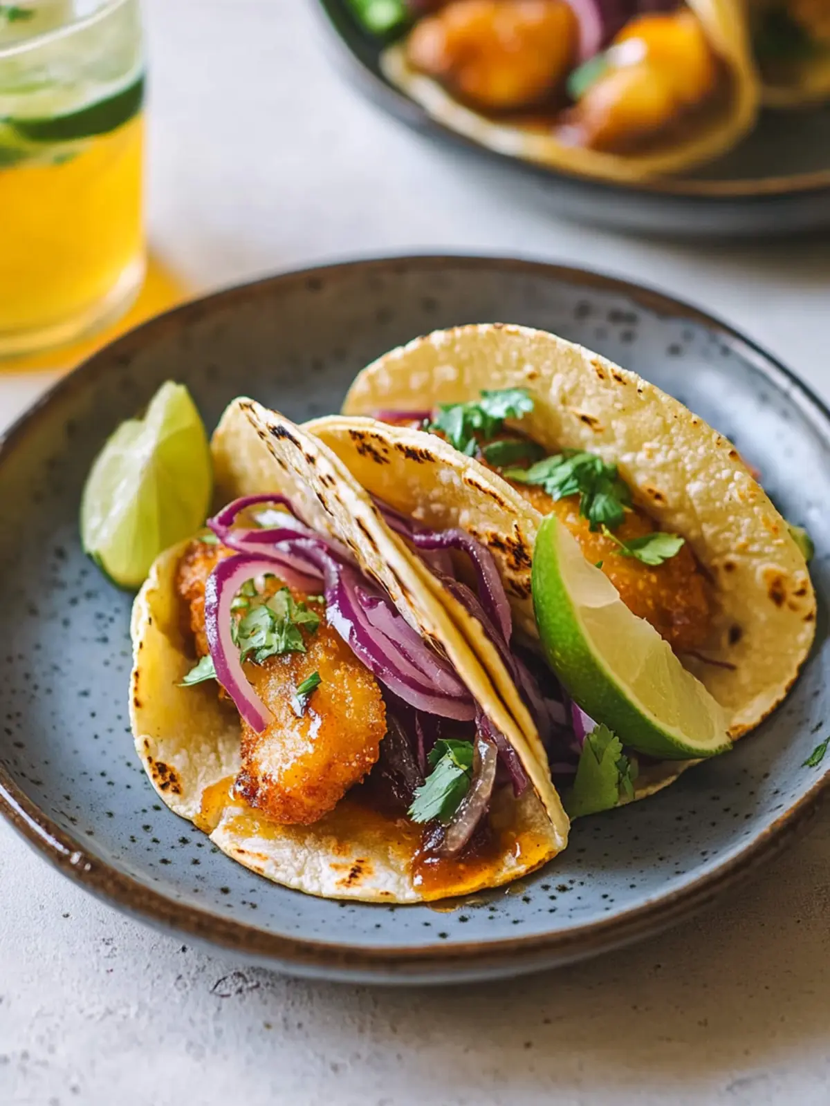Crispy Beer Battered Vegan Fish Tacos with Sweet Chili Glaze 3 Beer Battered Vegan Fish Tacos with Sweet Chili Glaze