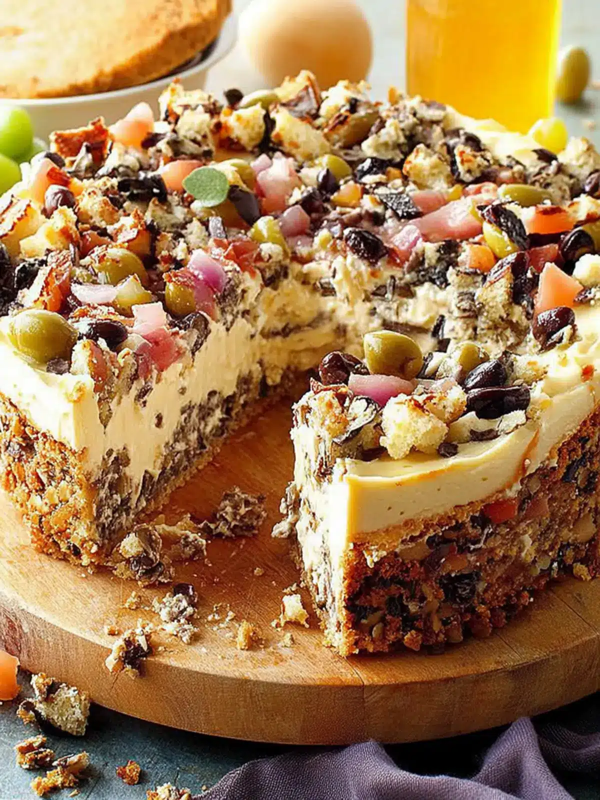 Muffuletta Cheesecake: A Savory Twist You'll Love 2 Muffuletta Cheesecake