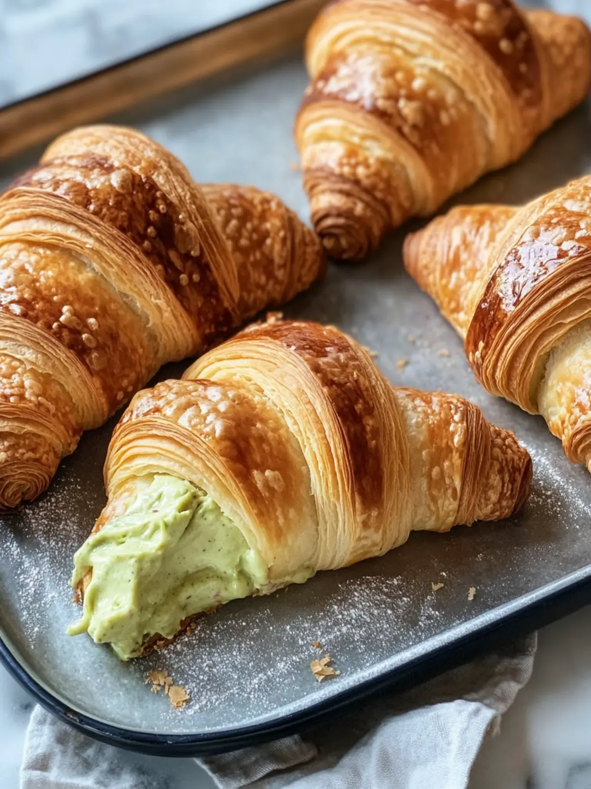 Pistachio Cream Croissants: Gourmet Bakery Bliss at Home 4 Pistachio Cream Croissants