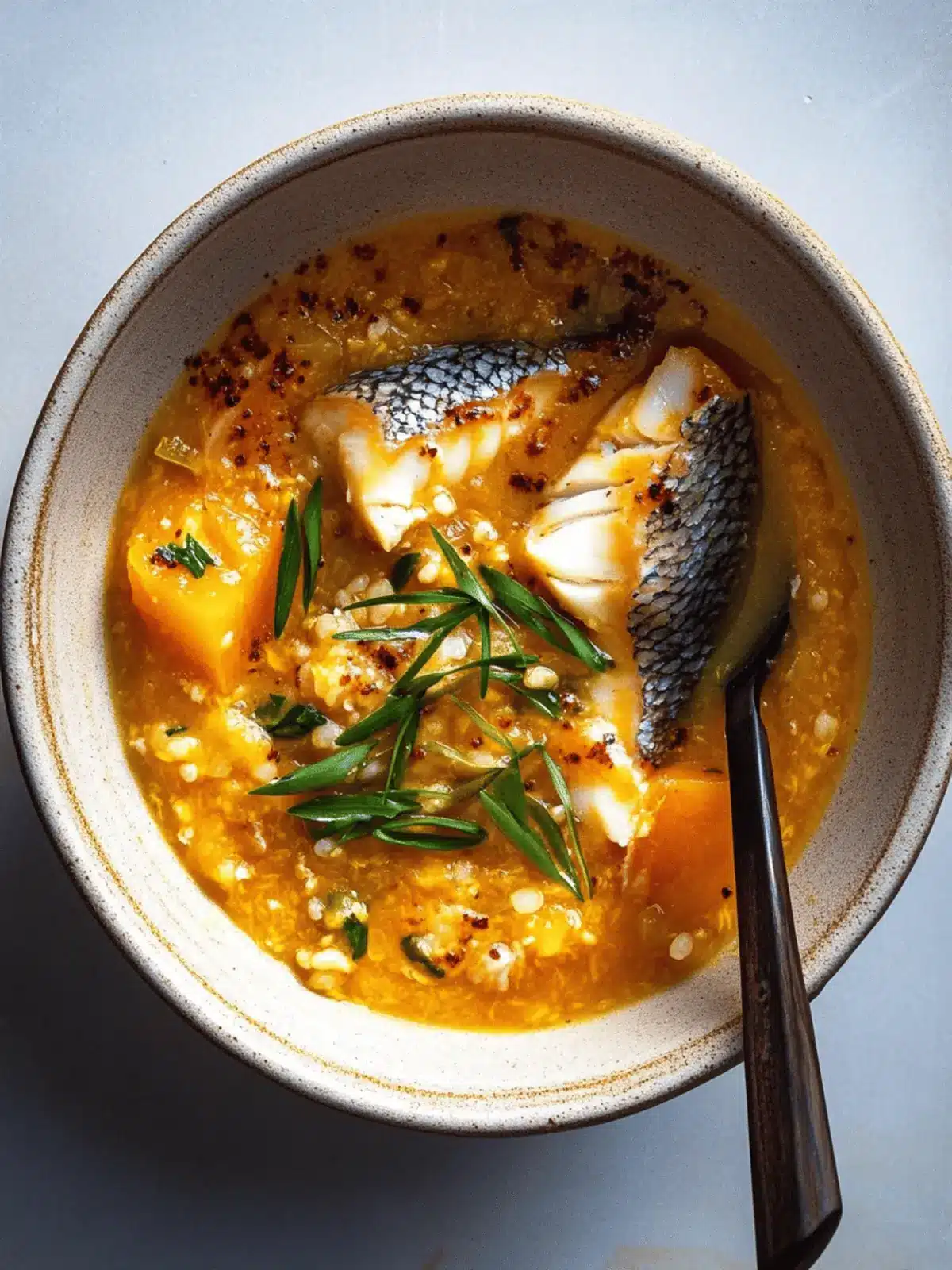 Cozy Honeynut Squash Congee with Poached Fish for Fall Comfort 2 Honeynut Squash Congee with Poached Fish