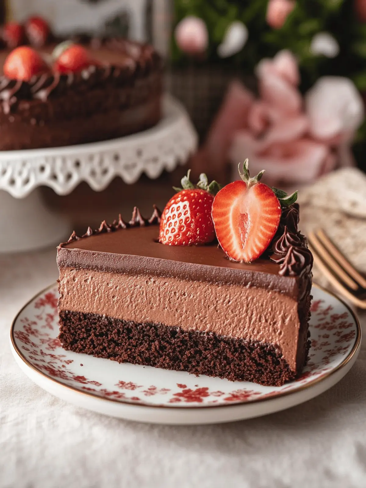 Ultimate Chocolate Mousse Cake with Fresh Strawberries Delight 2 Chocolate Mousse Cake