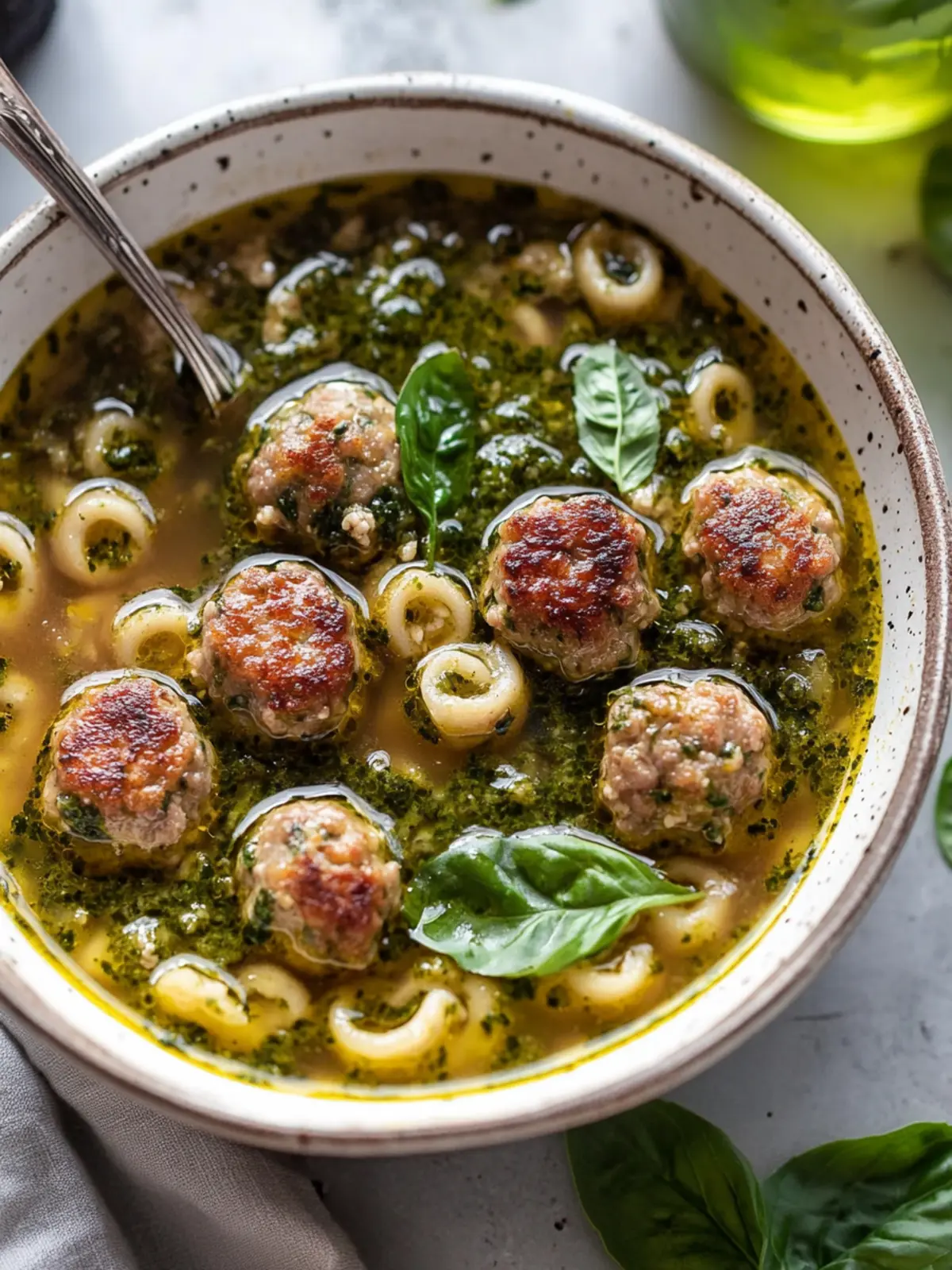 Delight in Summer Pesto Mini Meatball Soup Bliss 3 Summer Pesto Mini Meatball Soup