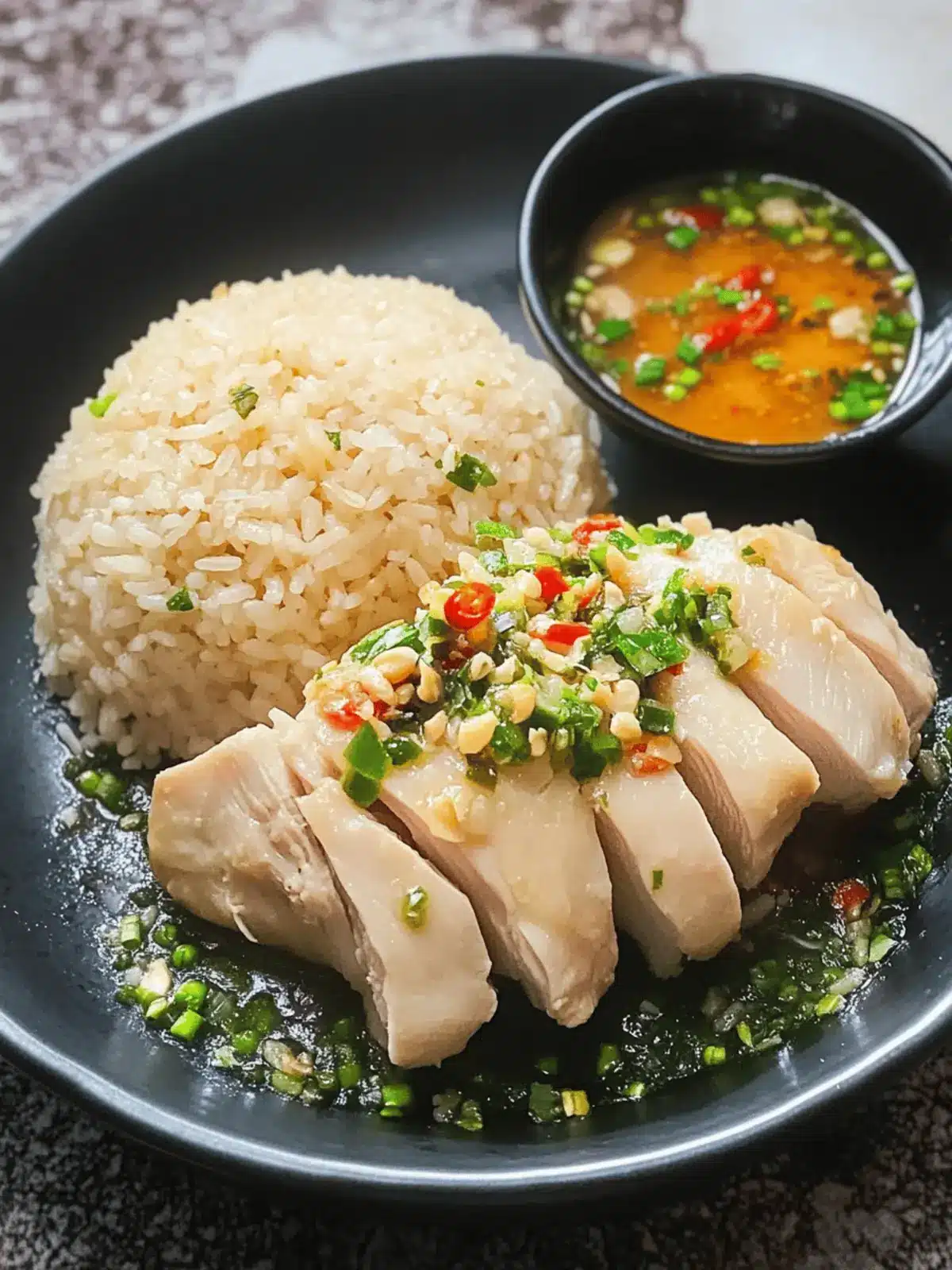 Savory Hainanese Chicken Rice with Tender Chicken Thighs 2 Hainanese Chicken Rice with Chicken Thighs