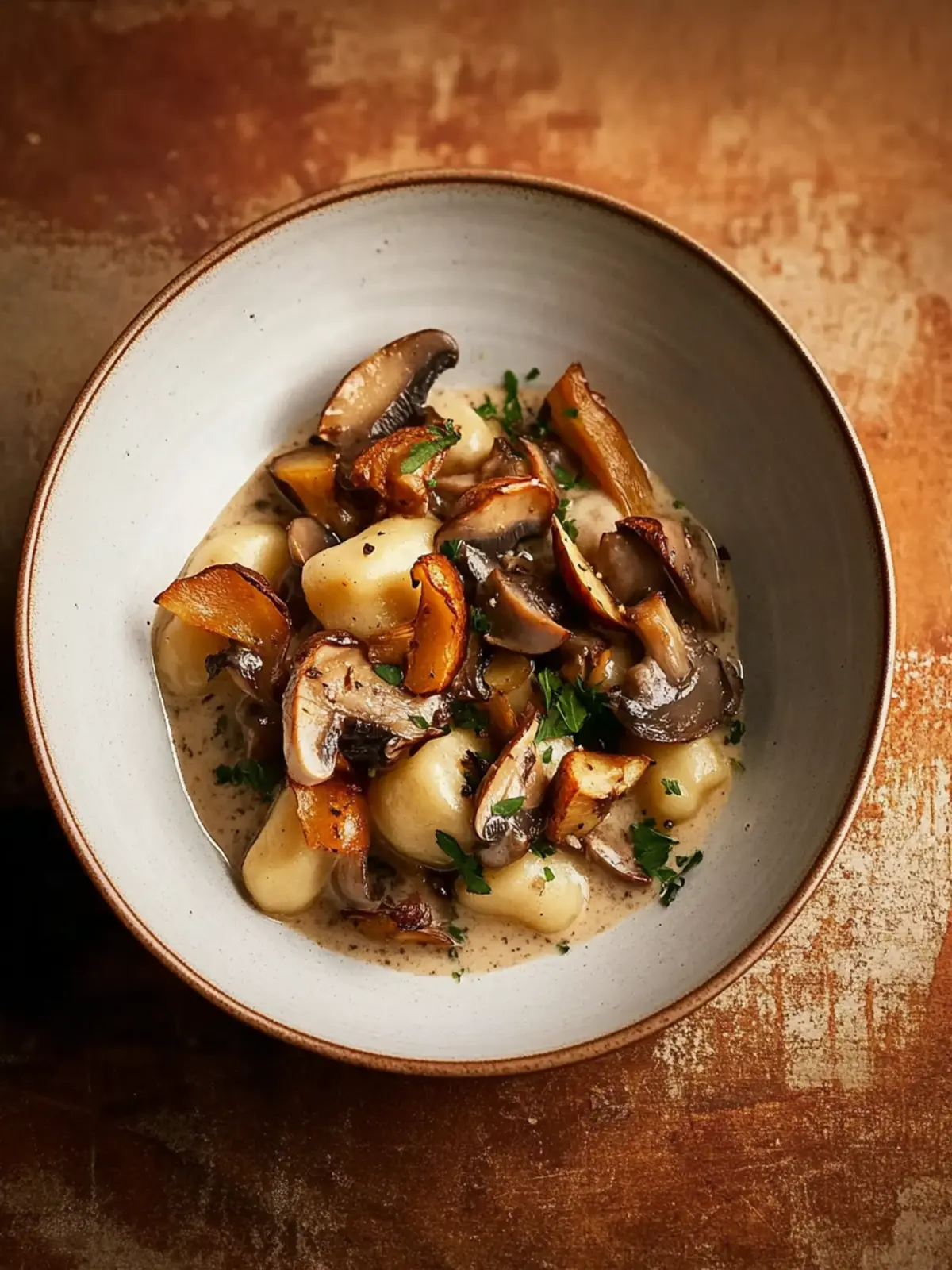 Chestnut Gnocchi with Mushroom Velout and Wild Mushrooms Delight 2 Chestnut gnocchi with mushroom velout and wild mushrooms