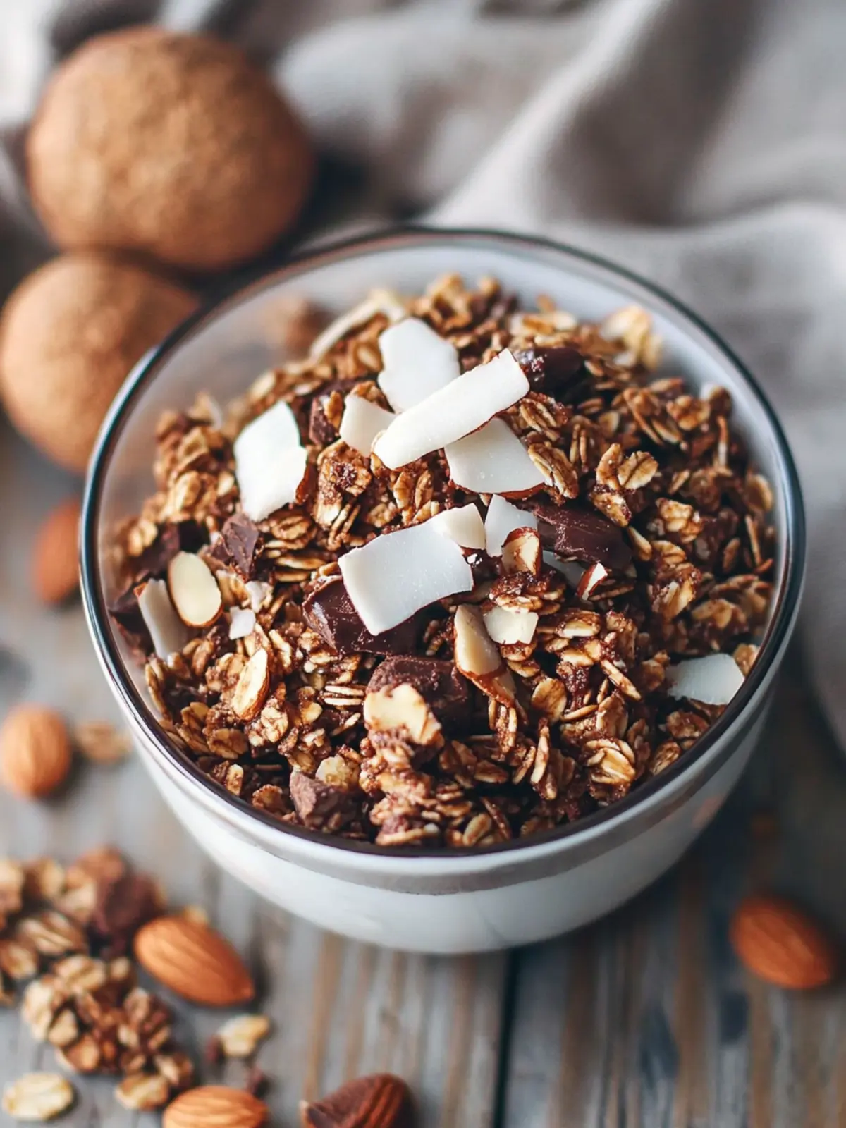Indulge in Chunky Almond Coconut Chocolate Granola Delight 2 Chunky Almond Coconut Chocolate Granola