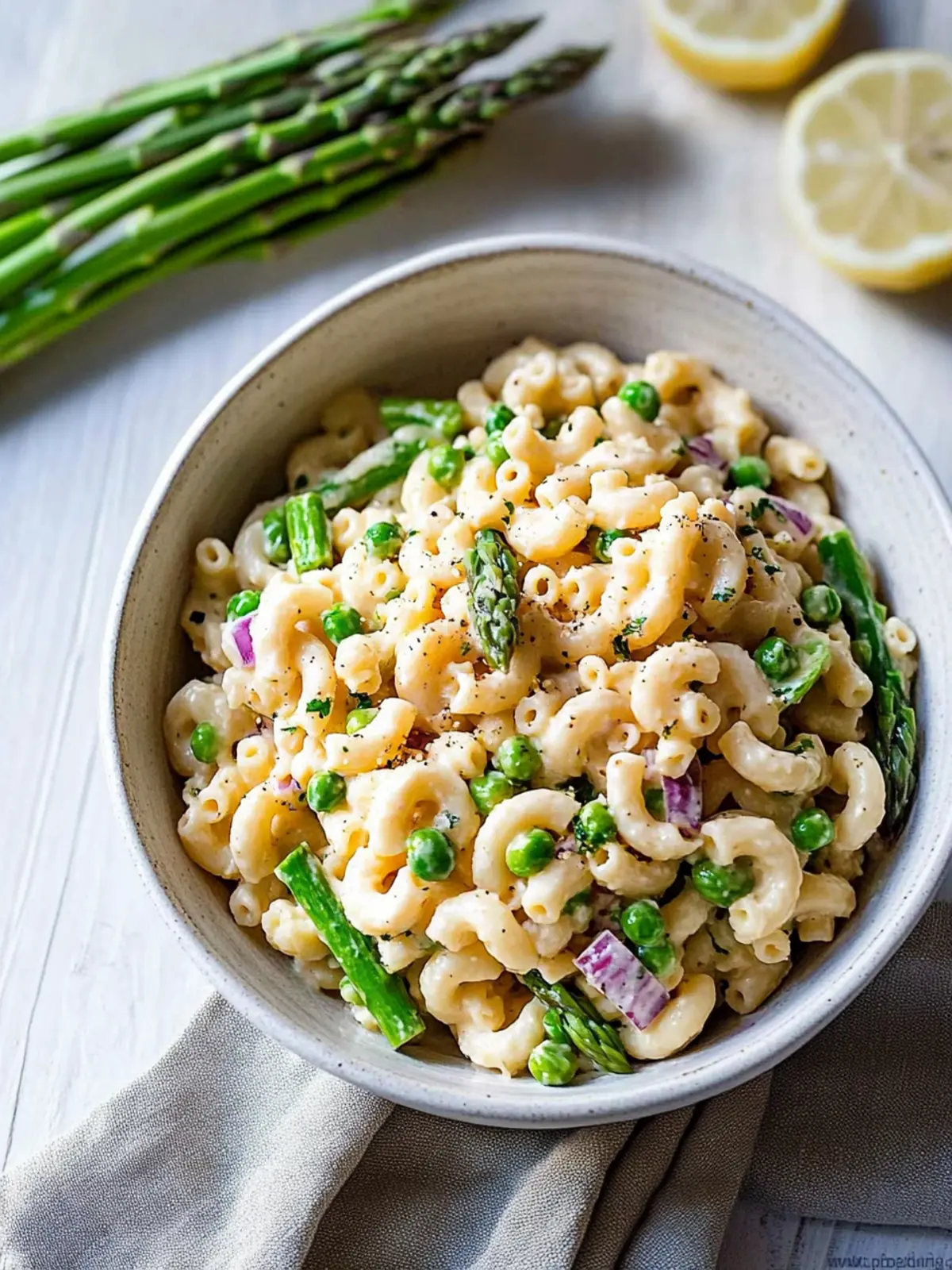 Lemon-Dijon Asparagus and Pea Macaroni Salad You ll Crave 4 Lemon-Dijon Asparagus and Pea Macaroni Salad