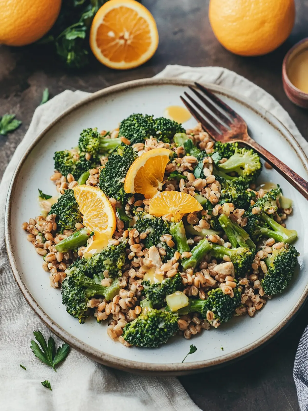 Savor Roasted Broccoli Farro Salad with Zesty Orange Vinaigrette 3 Roasted Broccoli Farro Salad with Orange Vinaigrette