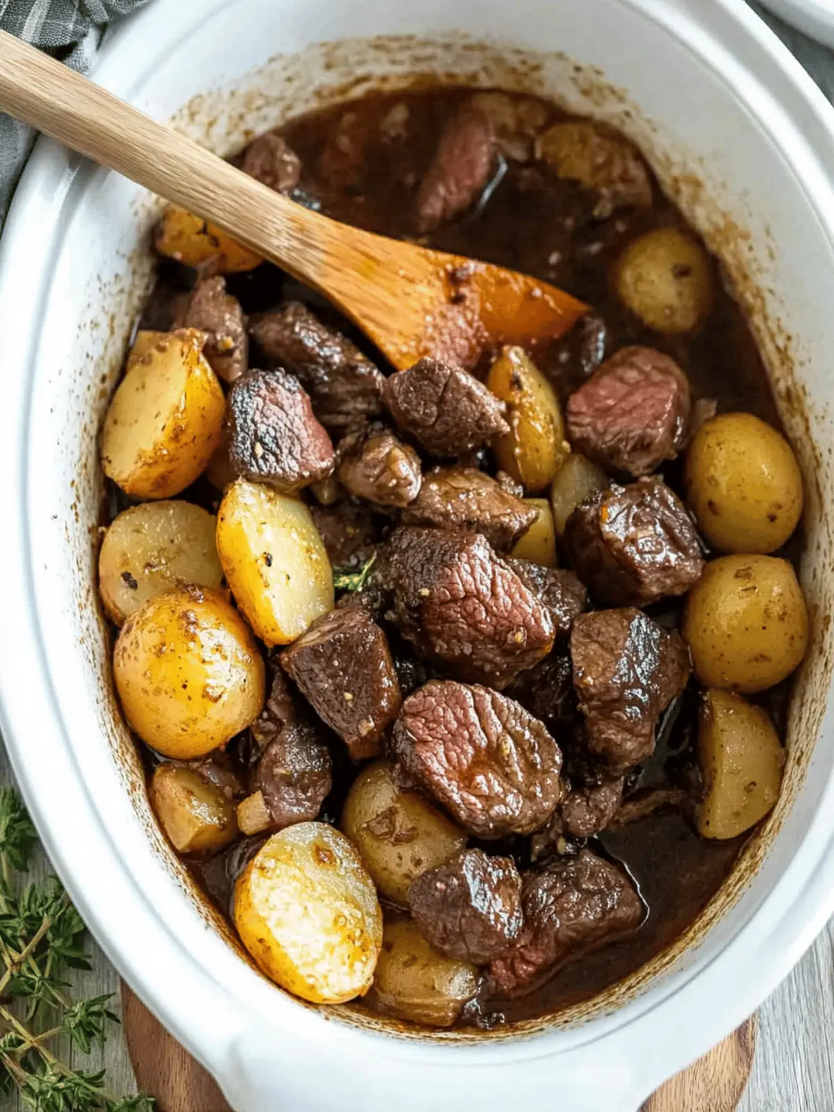 Savory Slow Cooker Garlic Butter Steak Bites and Potatoes Delight 3 Slow Cooker Garlic Butter Steak Bites and Potatoes