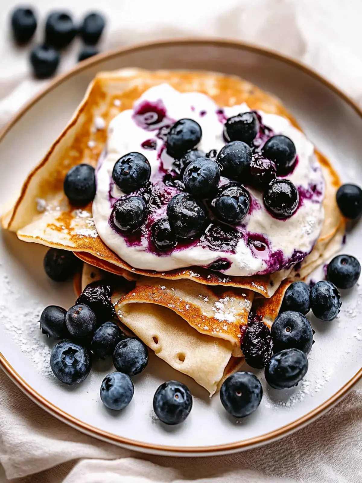 Fluffy Blueberry Crepes with Honey Whipped Cream Delight 3 Blueberry Crepes
