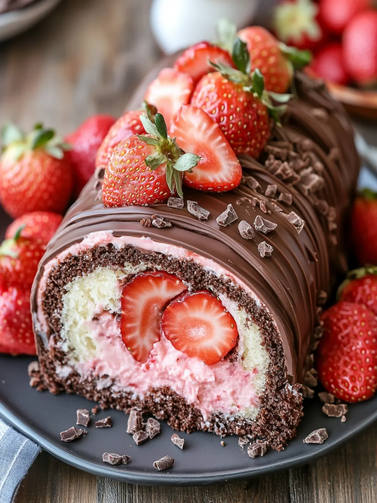 Indulge in this Chocolate-Covered Strawberry Swiss Roll Cake Recipe 4 Chocolate-Covered Strawberry Swiss Roll Cake Recipe
