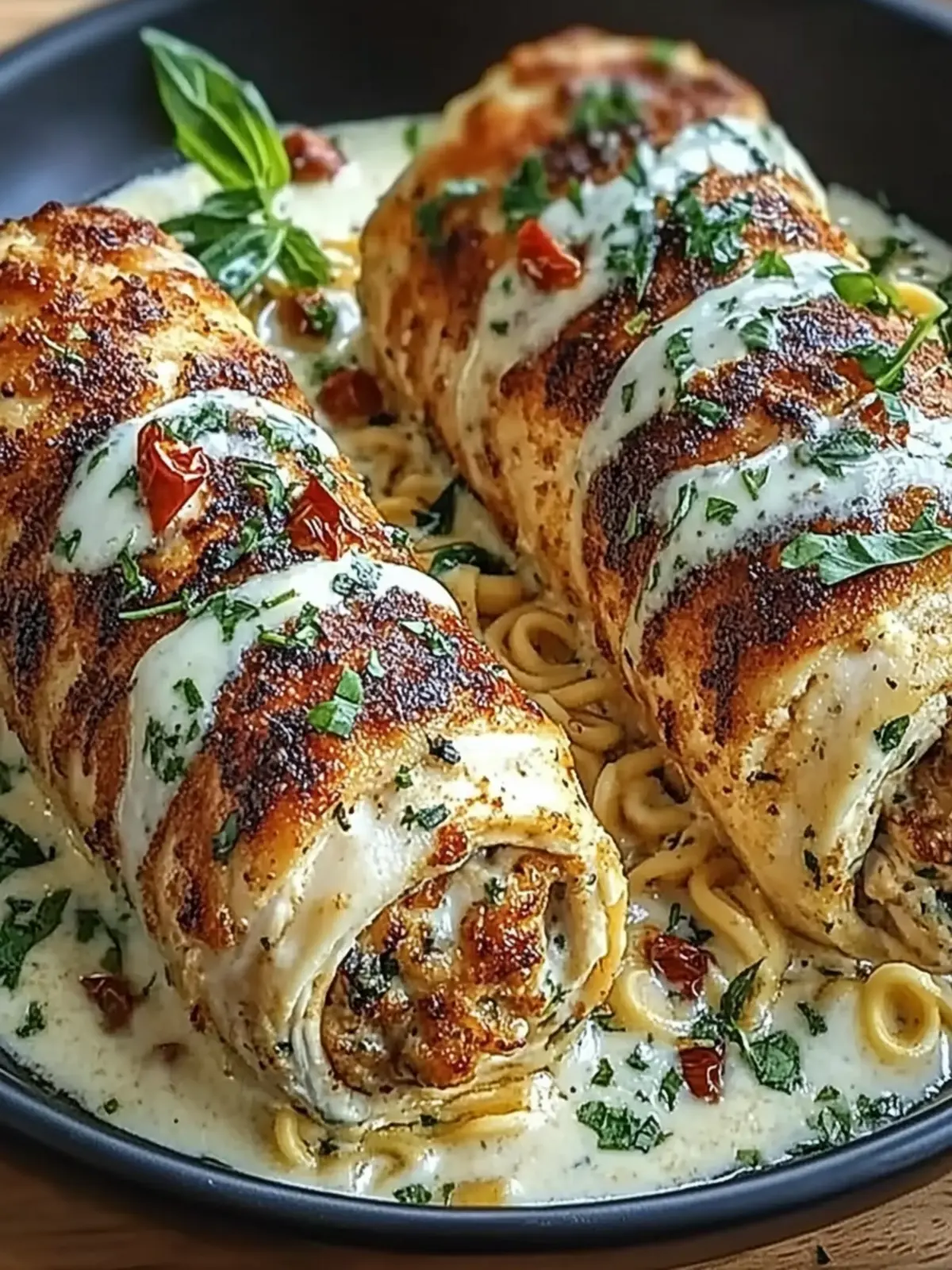 Delicious Creamy Tuscan Chicken Roll-Ups for Your Dinner Table 2 Creamy Tuscan Chicken Roll-Ups