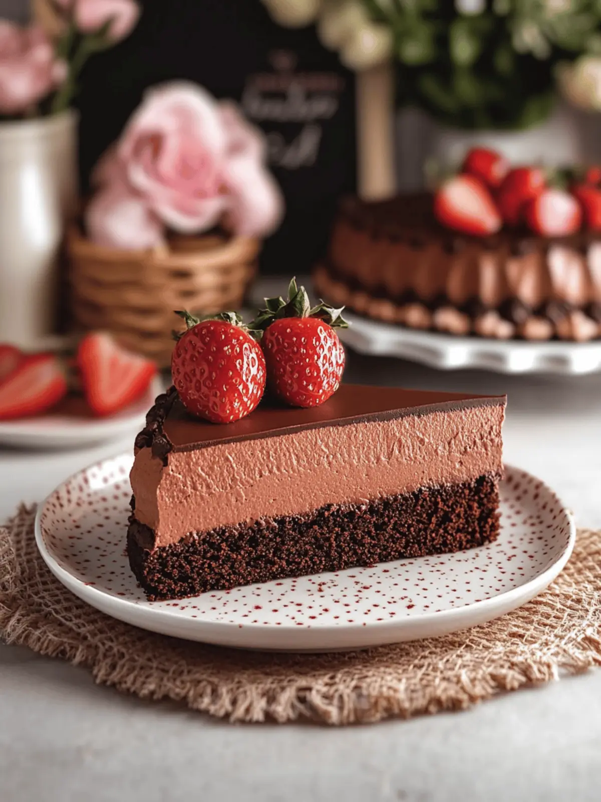 Ultimate Chocolate Mousse Cake with Fresh Strawberries Delight 4 Chocolate Mousse Cake