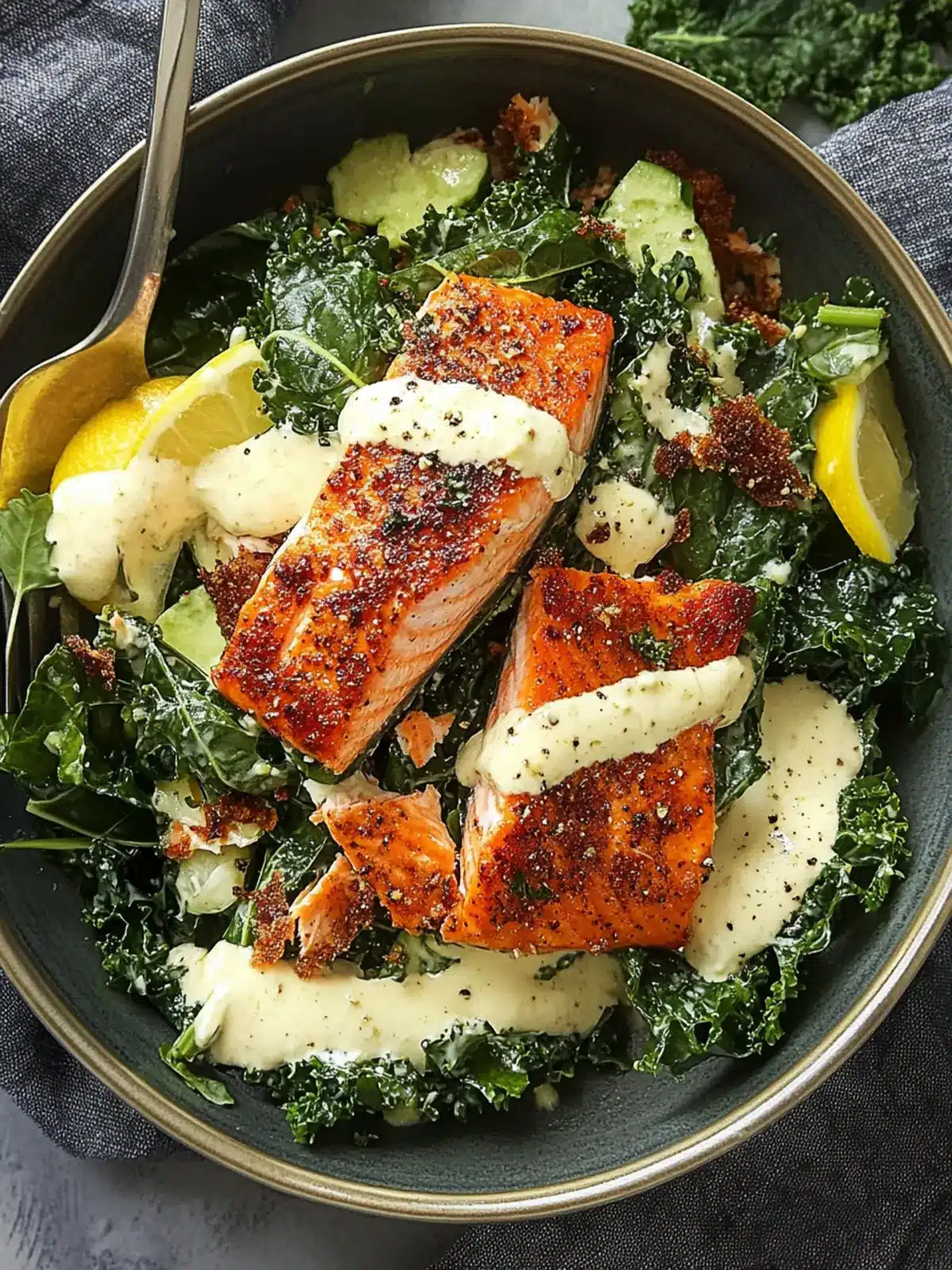 Cajun Salmon & Creamy Kale Salad: A Nutritious Flavor Bomb 3 CAJUN SALMON & CREAMY KALE SALAD