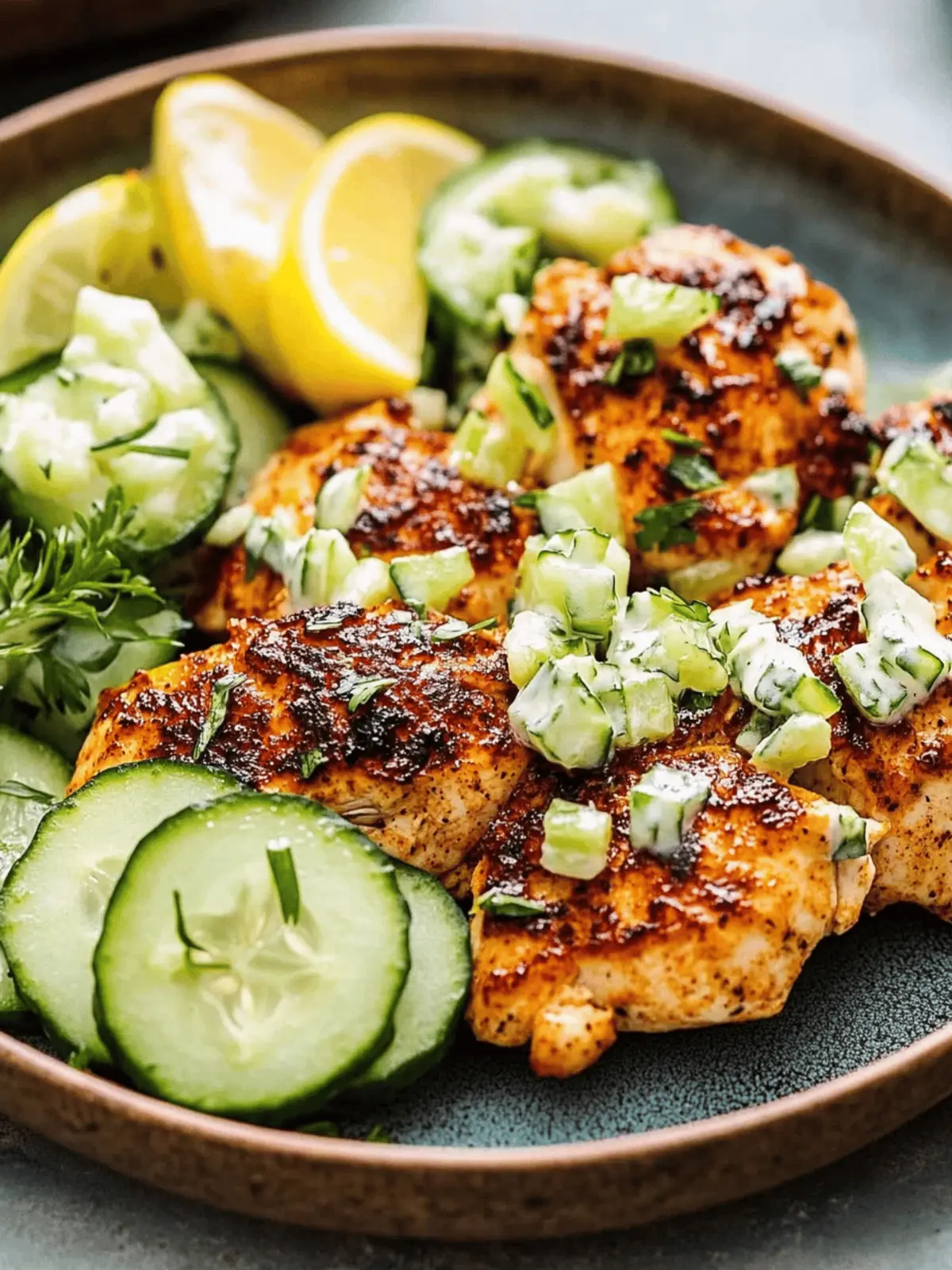 Zesty Spicy Mediterranean Chicken with Creamy Cucumber Salad 2 Spicy Mediterranean Chicken with Creamy Cucumber Salad