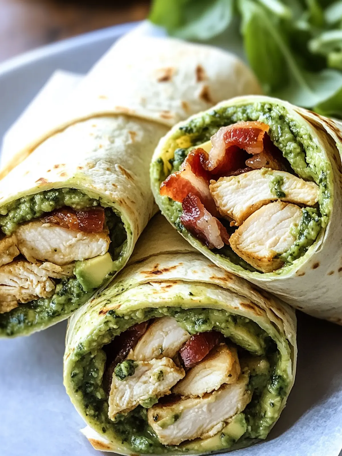 Pesto Chicken and Avocado Bacon Salad Wraps for Quick Bliss 2 Pesto Chicken and Avocado Bacon Salad Wraps